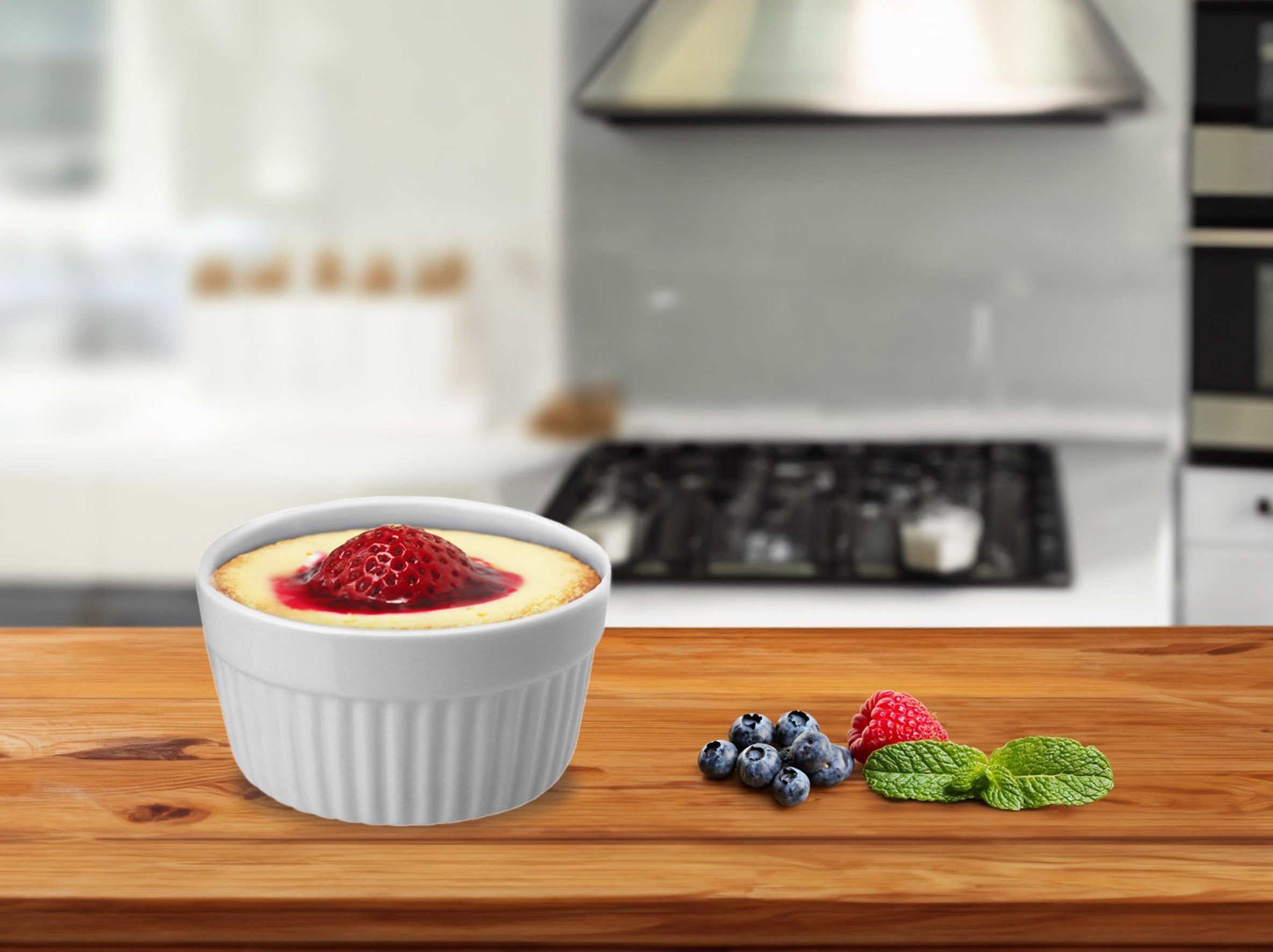 Spetebo Geschirr-Set Creme Brulee Schälchen aus Porzellan - 6er Set (6-tlg), 6 Personen, Porzellan, Soufflé Förmchen Dessert Schale – Bild 3 von 3