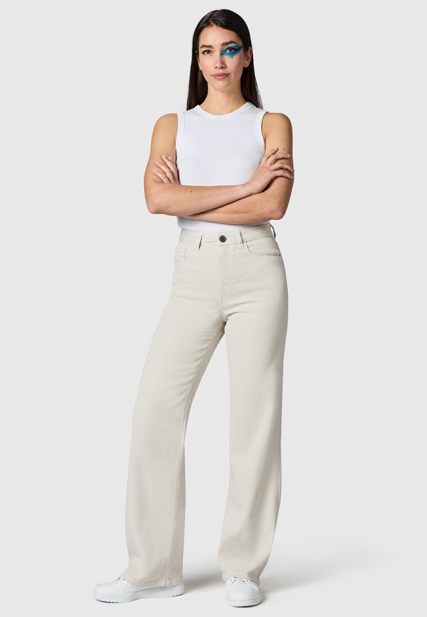 PEAK TIME Chinohose Cyrele Lange Wide-Leg-Hose mit Bio-Baumwolle