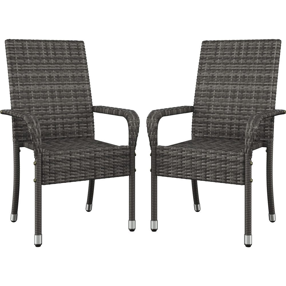 Yaheetech Gartenstuhl 2/4/6er-Set Esszimmerstuhl Rattan-Optik mit Metallbeinen (2 St), Küchenstuhl fürs Esszimmer/Balkon/Terrasse