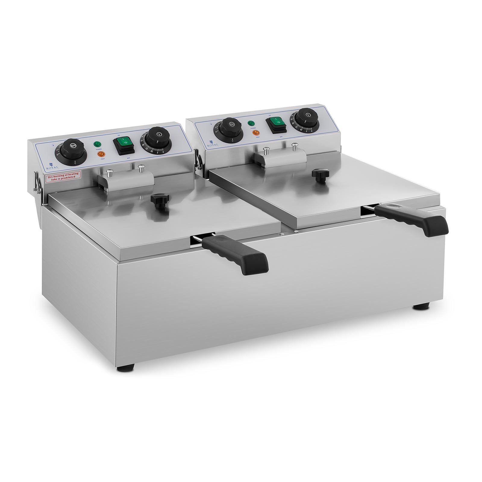 Royal Catering Fritteuse RCTF 10DB, 6400 W, 2 x 10 L Timer Kaltzone 230 V Doppel 2 x 3200 W