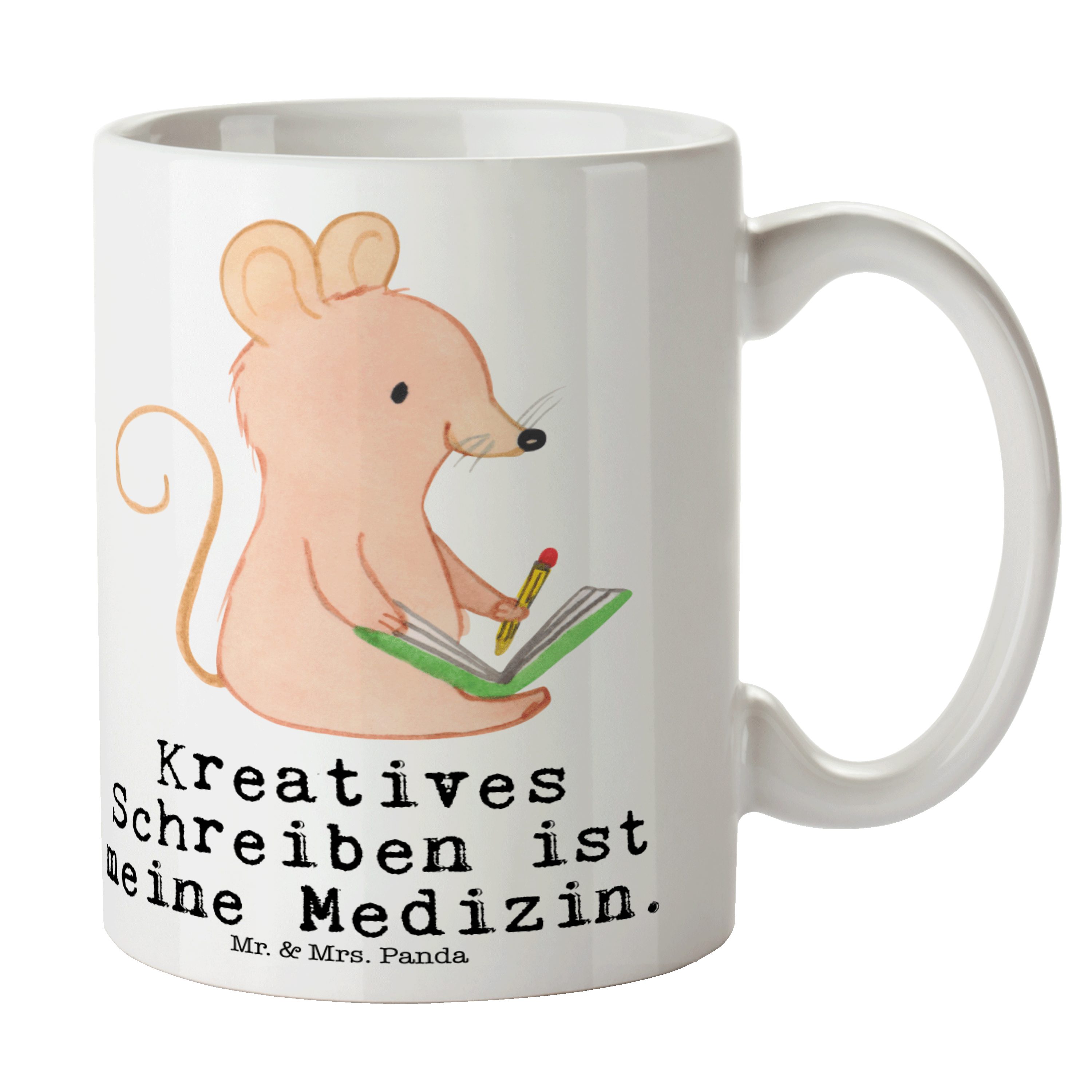 Mr. & Mrs. Panda creative Weiß Medizin - writing, Keramik Geschenk, Schreiben Tasse Kreatives Maus 