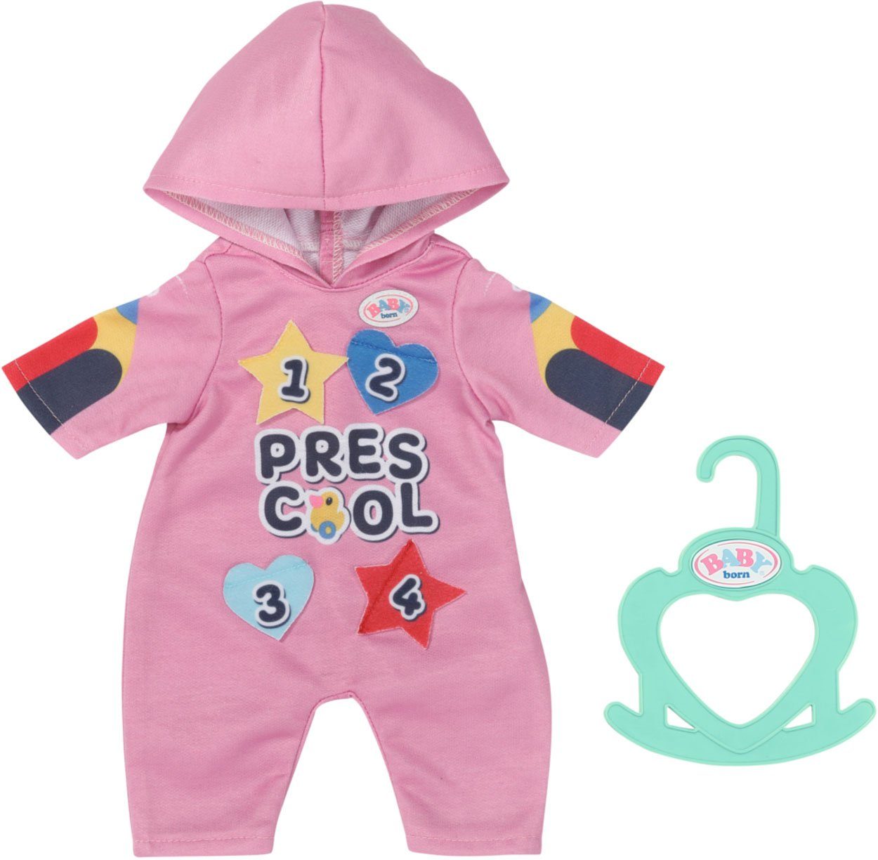 Kindergarten Born Badges, cm, Puppenkleidung Einteiler Kleiderbügel 36 & mit Baby
