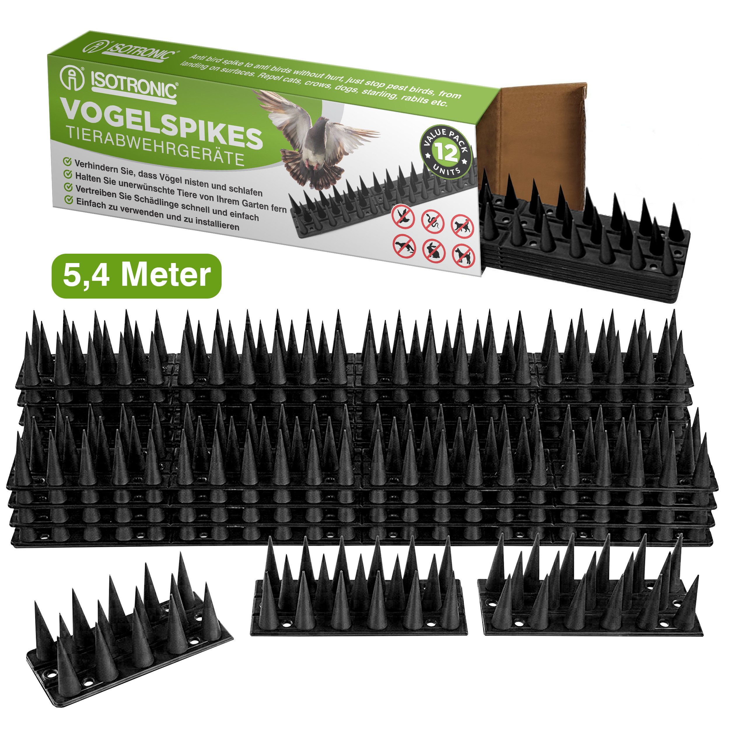 ISOTRONIC Taubenspikes Isotronic Taubenspikes schwarz, 45x4.5x4 cm, Set, 12-St.