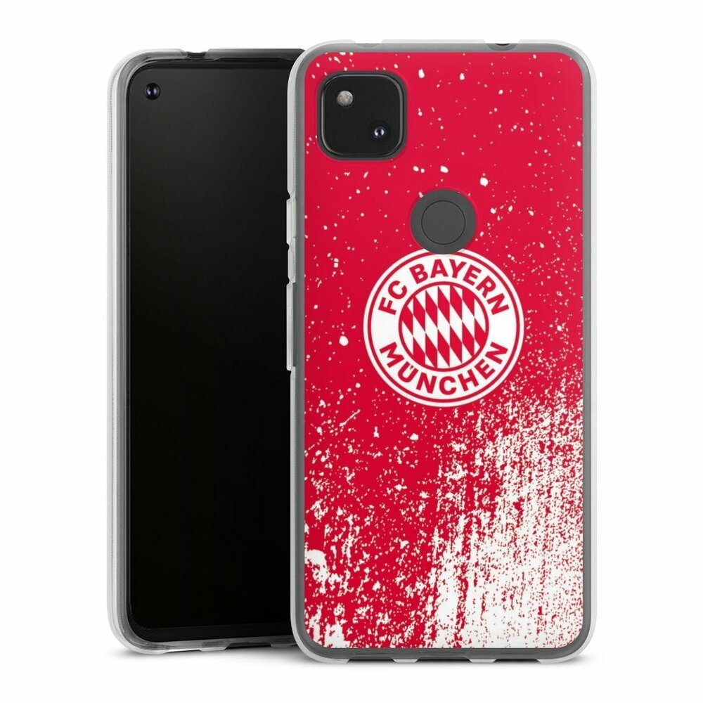 DeinDesign Handyhülle »FC Bayern München Offizielles Lizenzprodukt FCB  Splatter Rot - FCB«, Google Pixel 4a Silikon Hülle Bumper Case Handy  Schutzhülle