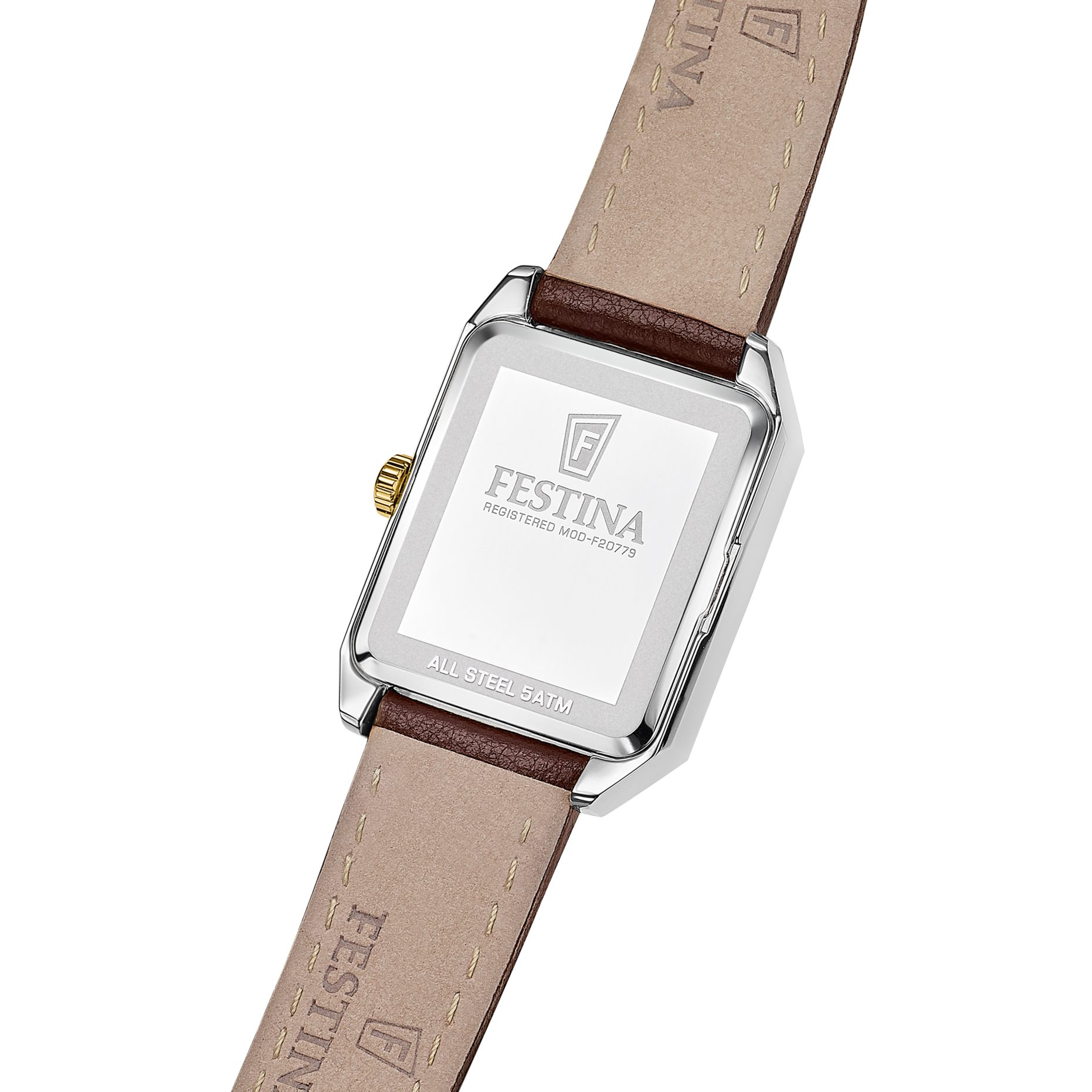 Festina Quarzuhr On the Square F20779_2, Armbanduhr, Damenuhr, Herrenuhr, Lederarmband, analog