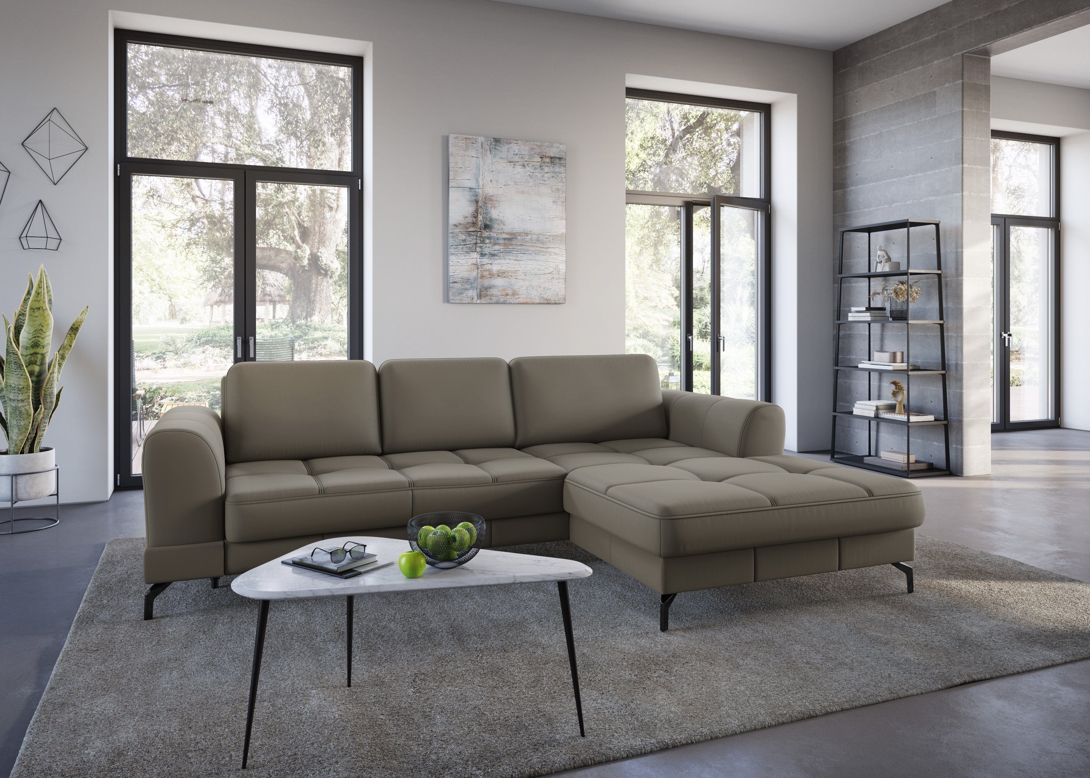 sit&more Ecksofa Bendigo L-Form, inklusive Sitztiefenverstellung, Bodenfreiheit 12 cm, in 2 Fußfarben