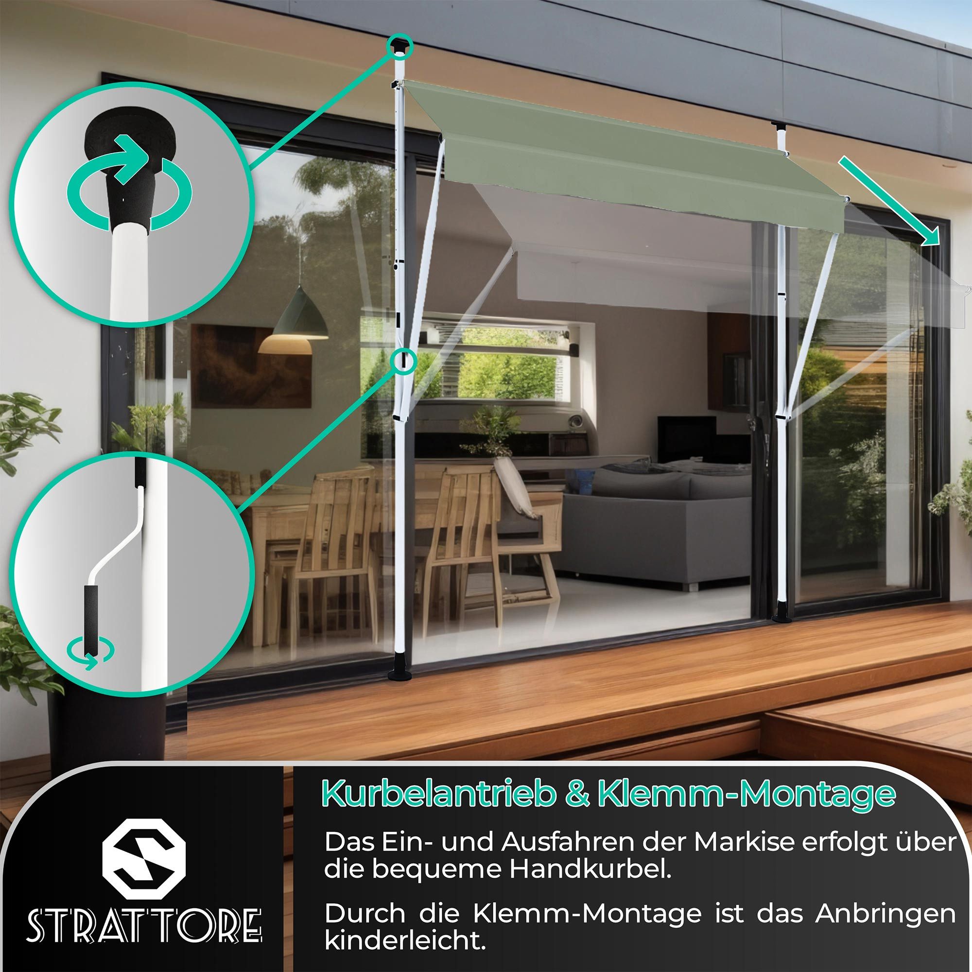 Strattore Standmarkise Klemmmarkise / Balkonmarkise Sonnenschutz günstig online kaufen