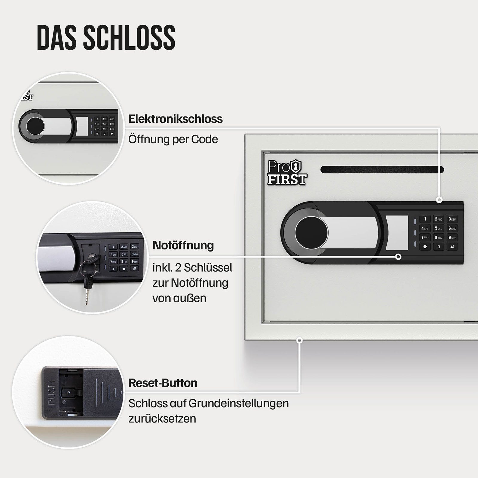 Profirst Möbeltresor Guardian 3 Elektronikschloss Silber – Bild 2 von 5