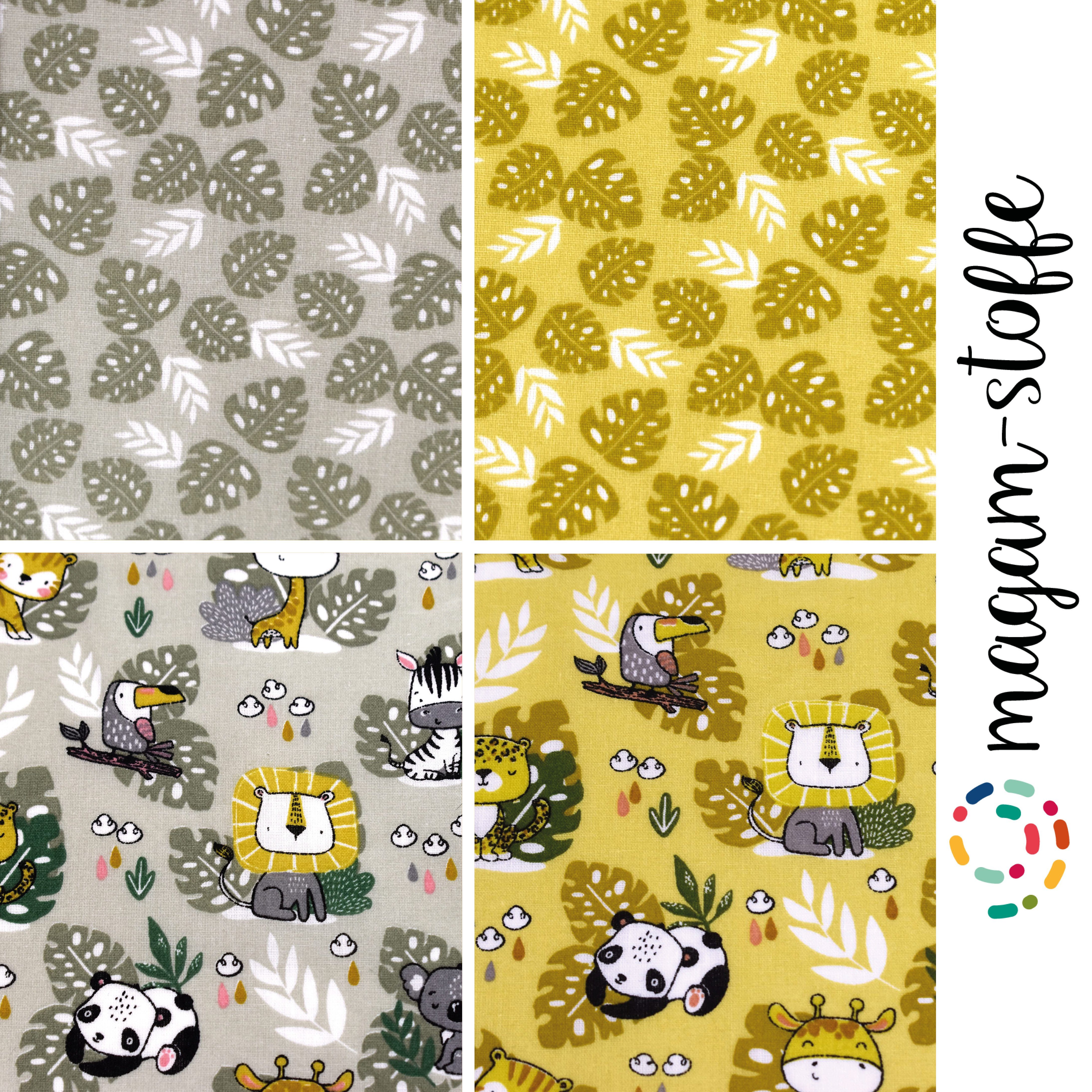 MAGAM-Stoffe Stoff "Blätter Freunde", Kinder Baumwollstoff ÖKO-TEX Meterware ab 50cm
