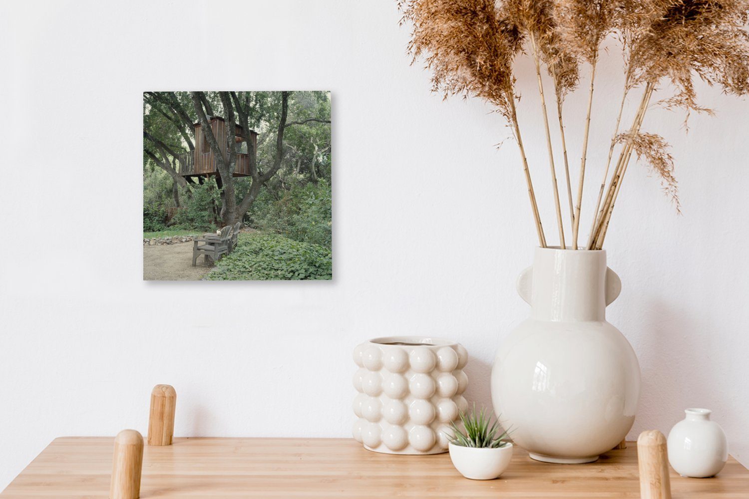 OneMillionCanvasses® Leinwandbild Baumhaus Leinwand für in Bilder St), (1 Schlafzimmer natürlicher Wohnzimmer Umgebung