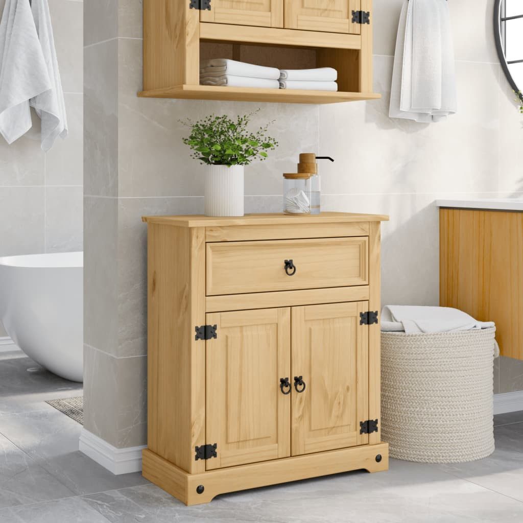 vidaXL Badezimmer-Set Badschrank Corona 70x33x80 cm Massivholz Kiefer
