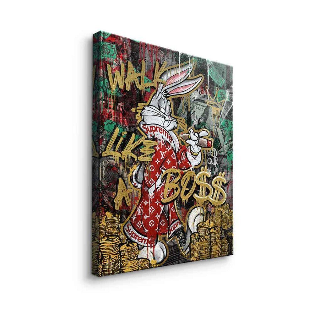 limitiert WALK Leinwandbild, BO$$ Pop A Motiv Leinwandbild Art Rahm weißer DOTCOMCANVAS® LIK€ Rahmen premium mit