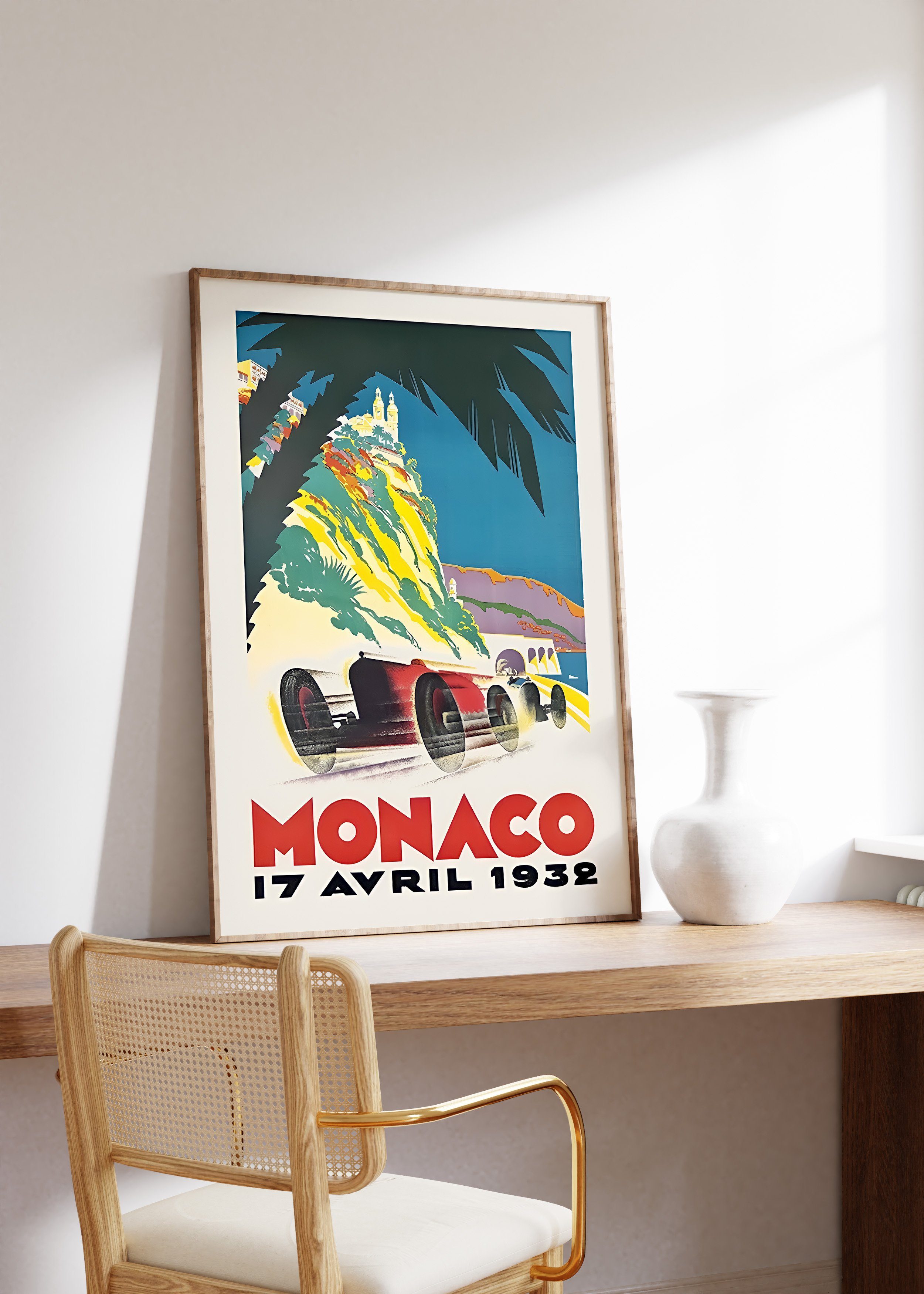 Poster ® Retro ohne Rahmen Monaco Poster JUSTGOODMOOD Premium · Rennwagen