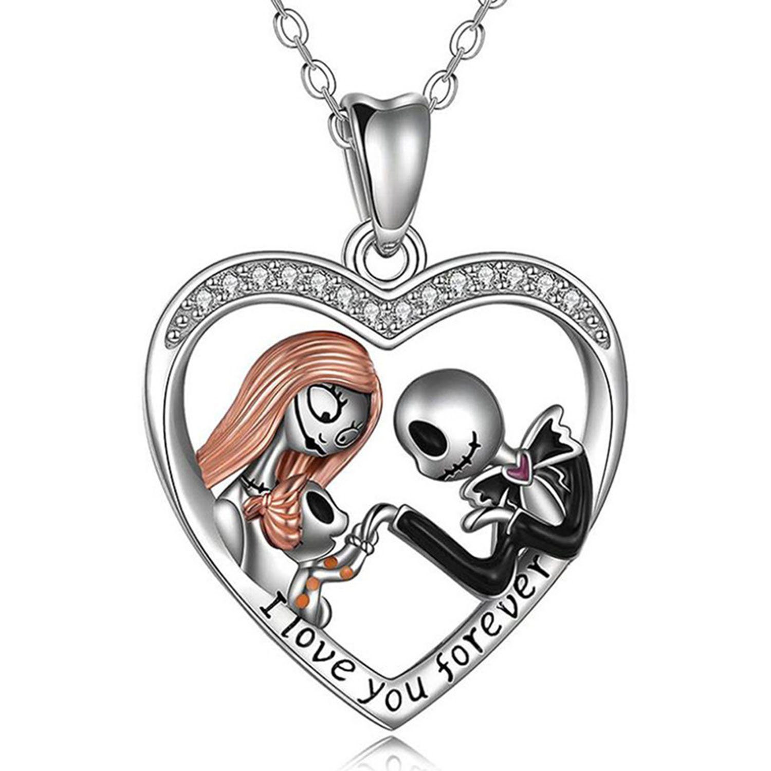 MAGICSHE Kette mit Anhänger Anhänger der Liebe der Eltern Vatertag Geschenk (1-tlg), Silber Legierung Totenkopf Herz Anhänger Halskette | Ketten mit Anhänger