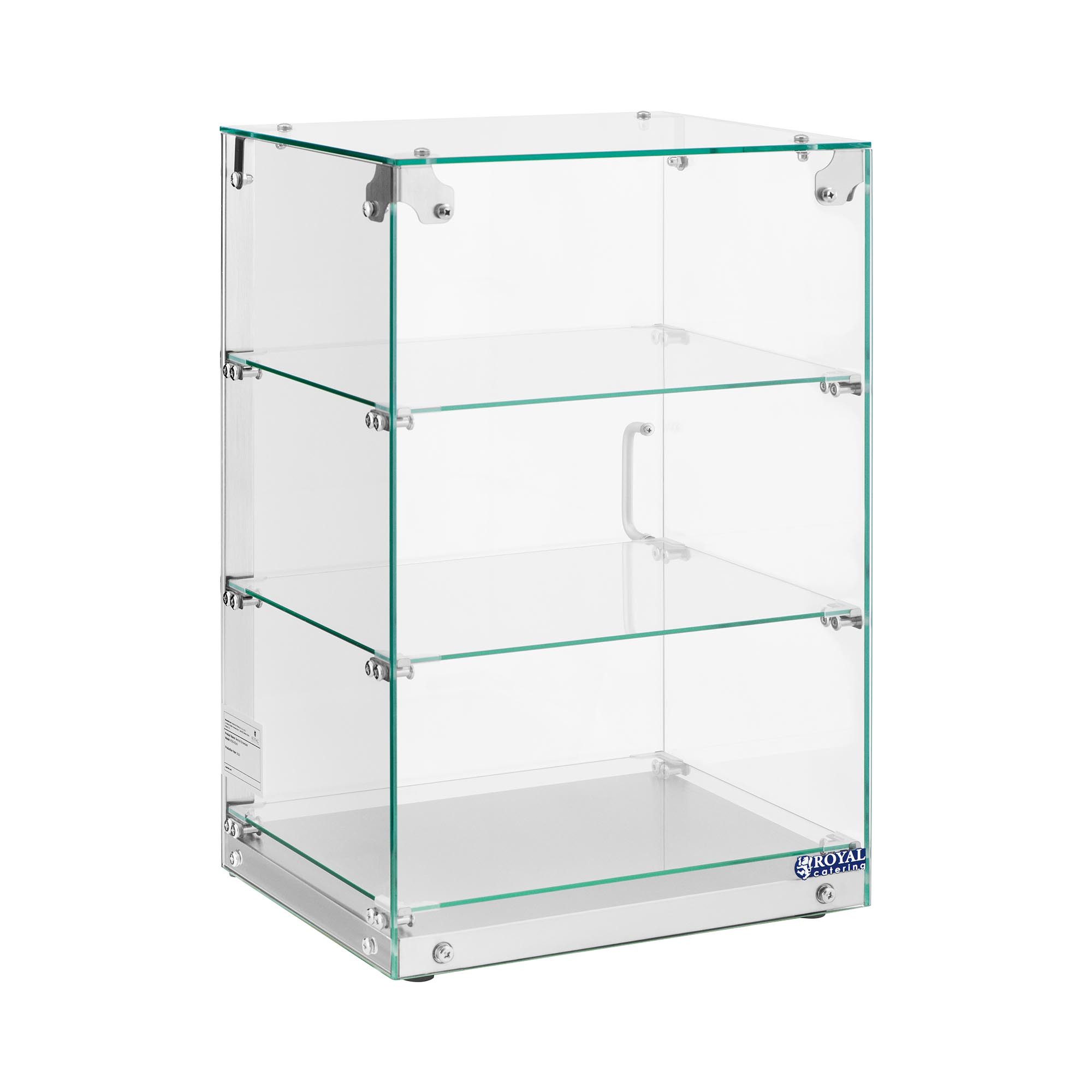 Royal Catering Buffet-Vitrine Gastro Kuchenvitrine 60 L Tortenvitrine 3 Ebenen Panoramavitrine Café, Edelstahl, Glas
