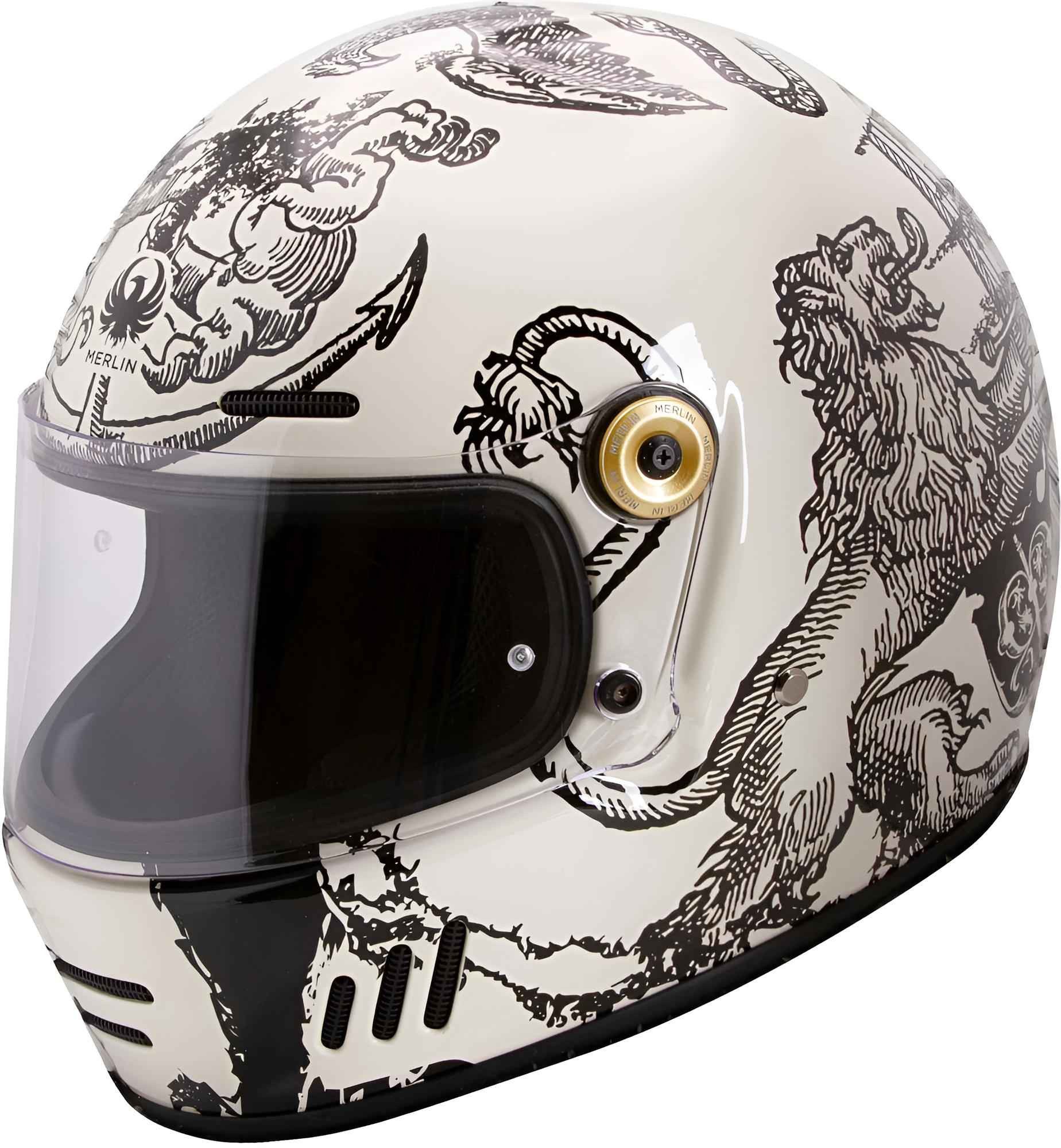 Merlin Motorradhelm Revival Vintage Versus Helm, vorbereitet für Kommunikationssystem,geeignet für Brillenträger,v