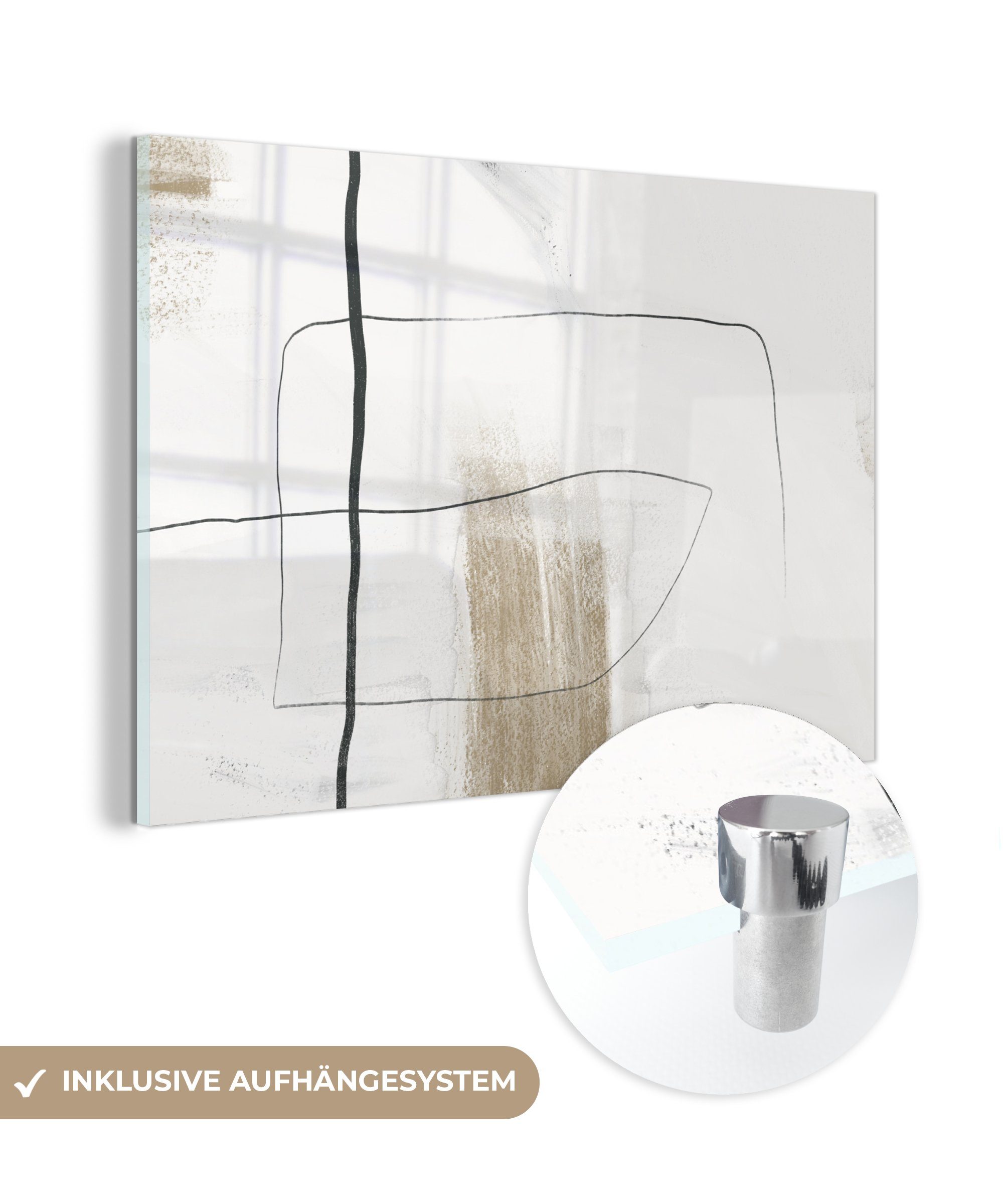 MuchoWow Acrylglasbild Farbe - Schwarz - Weiß, (1 St), Glasbilder - Bilder auf Glas Wandbild - Foto auf Glas - Wanddekoration