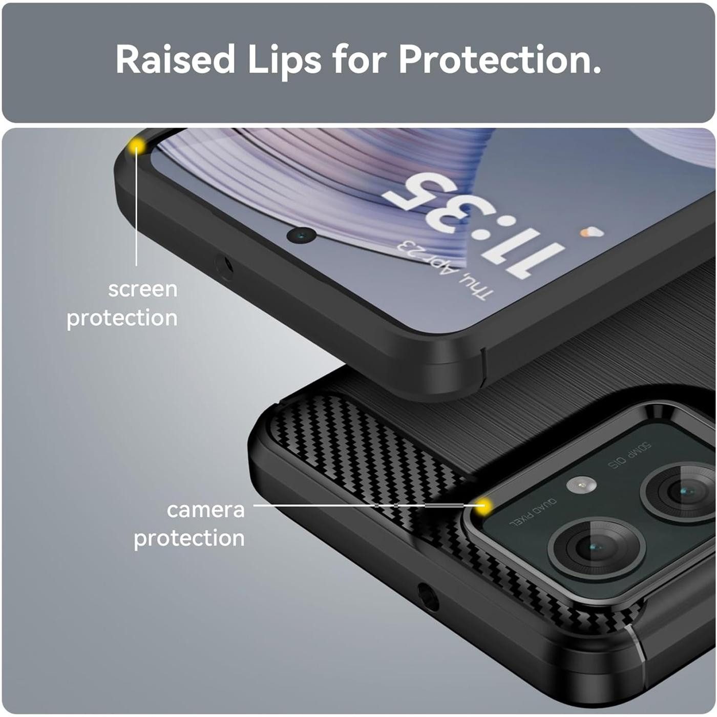 CoolGadget Handyhülle Carbon Handy Hülle für Motorola Moto G55 5G 6,49 Zoll, robuste Telefonhülle Case Schutzhülle für Motorola Moto G55 5G Hülle