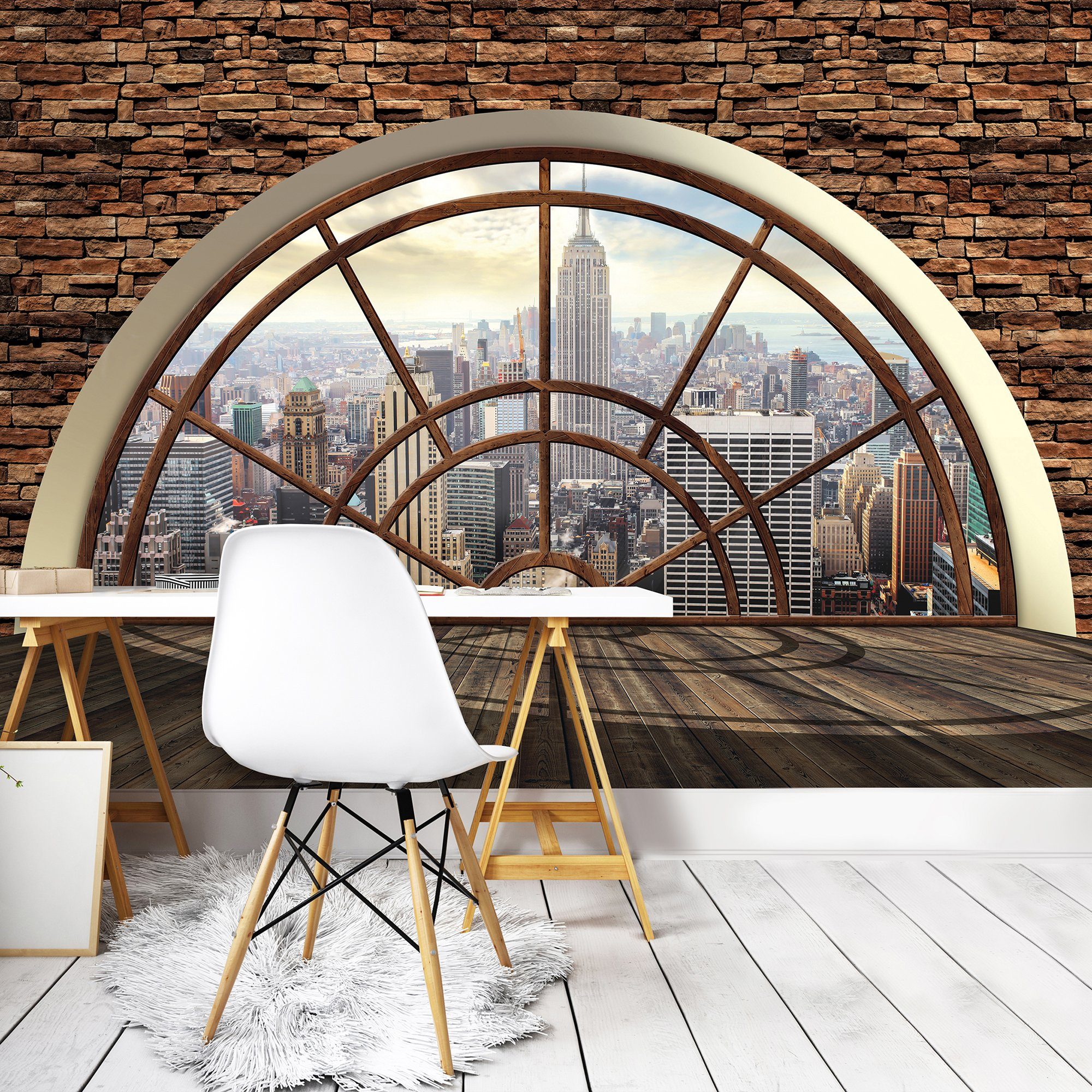 Wallarena Fototapete Fenster New York 3D Vlies Tapete Wohnzimmer Schlafzimm günstig online kaufen