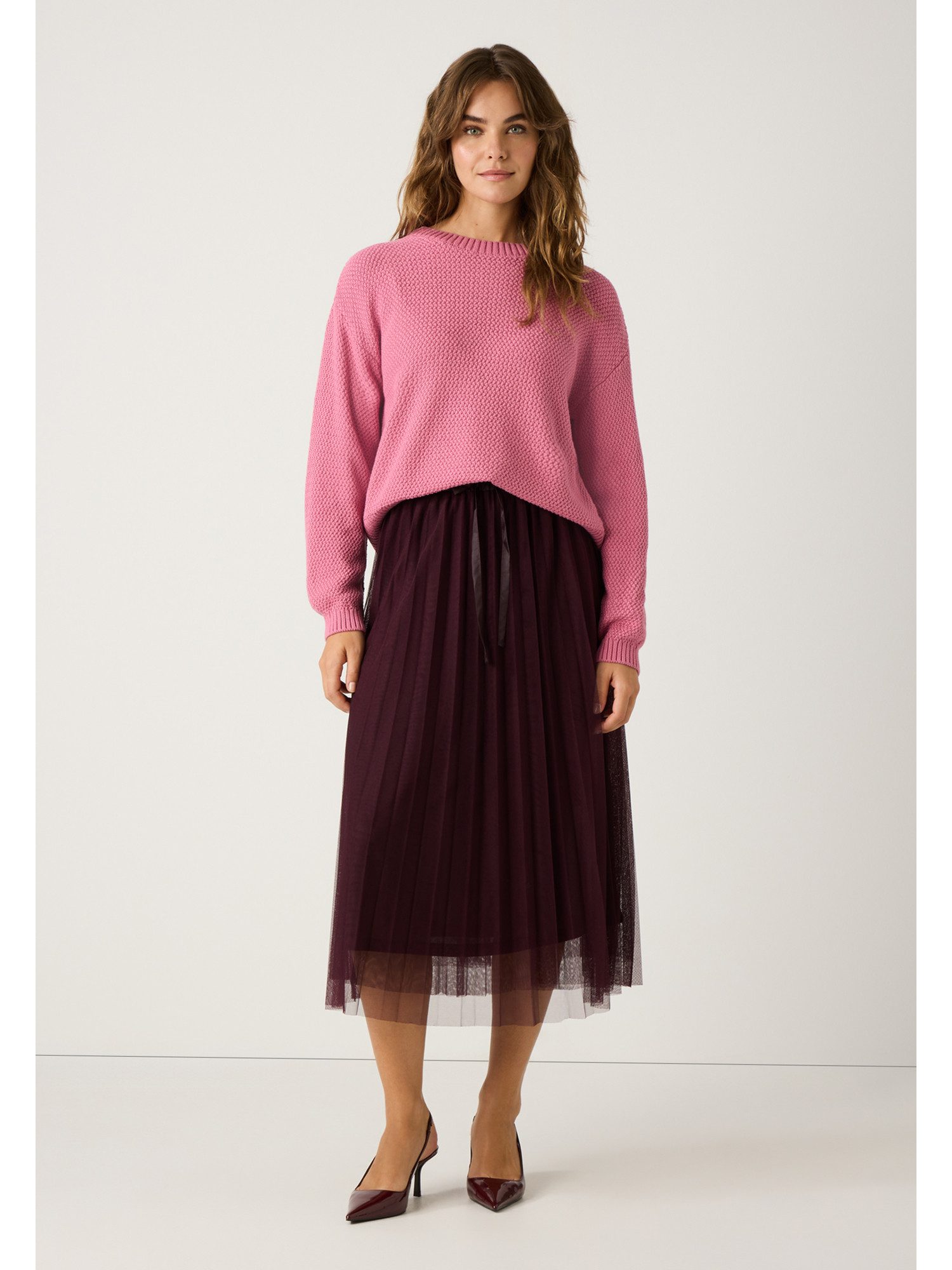 MORE&MORE Strickpullover Rundhalspullover mit Struktur günstig online kaufen