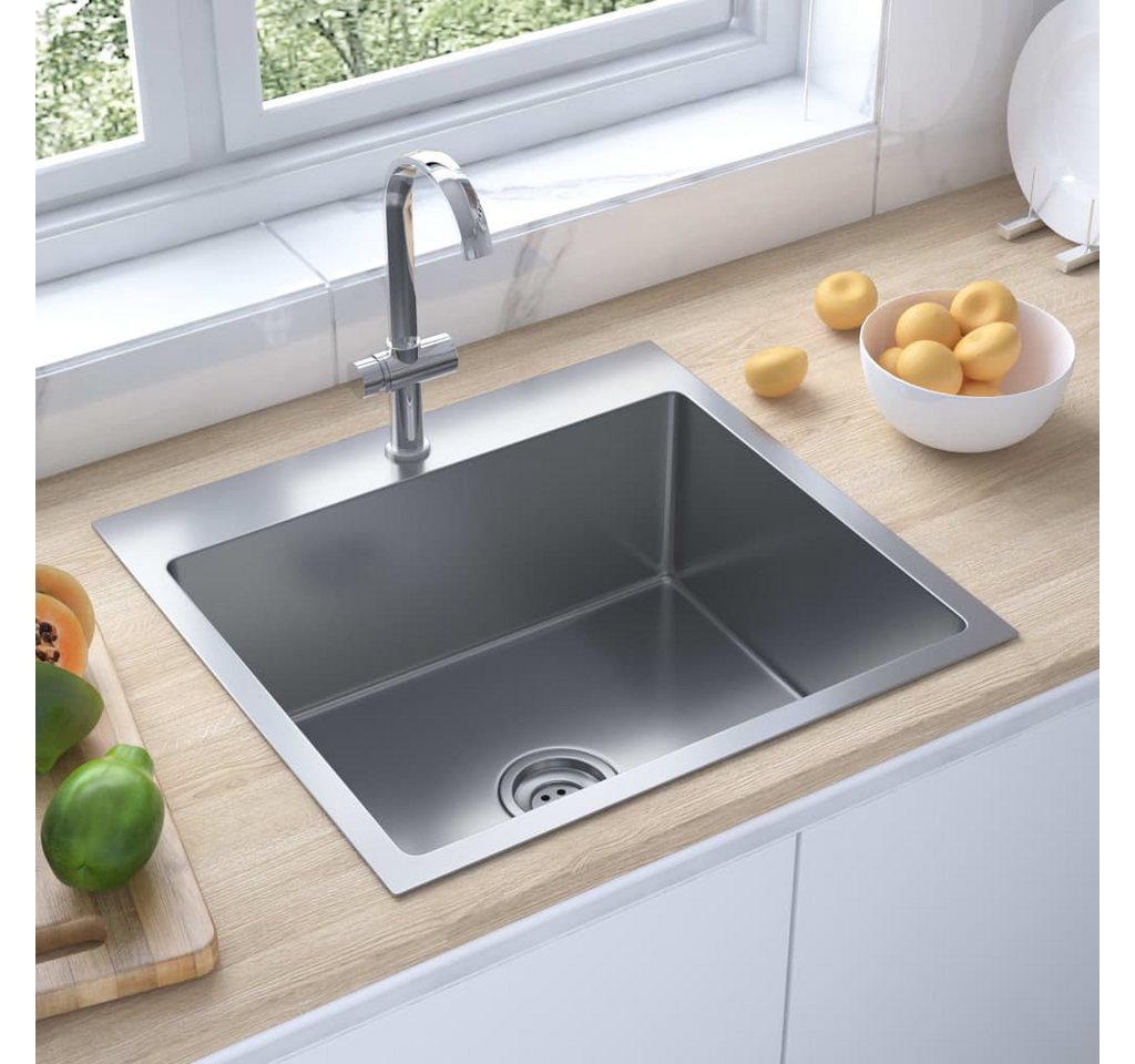 Thumbnail - vidaXL Küchenspüle Küche Spülbecken Massive Einbauspüle Edelstahl, 53/50 cm