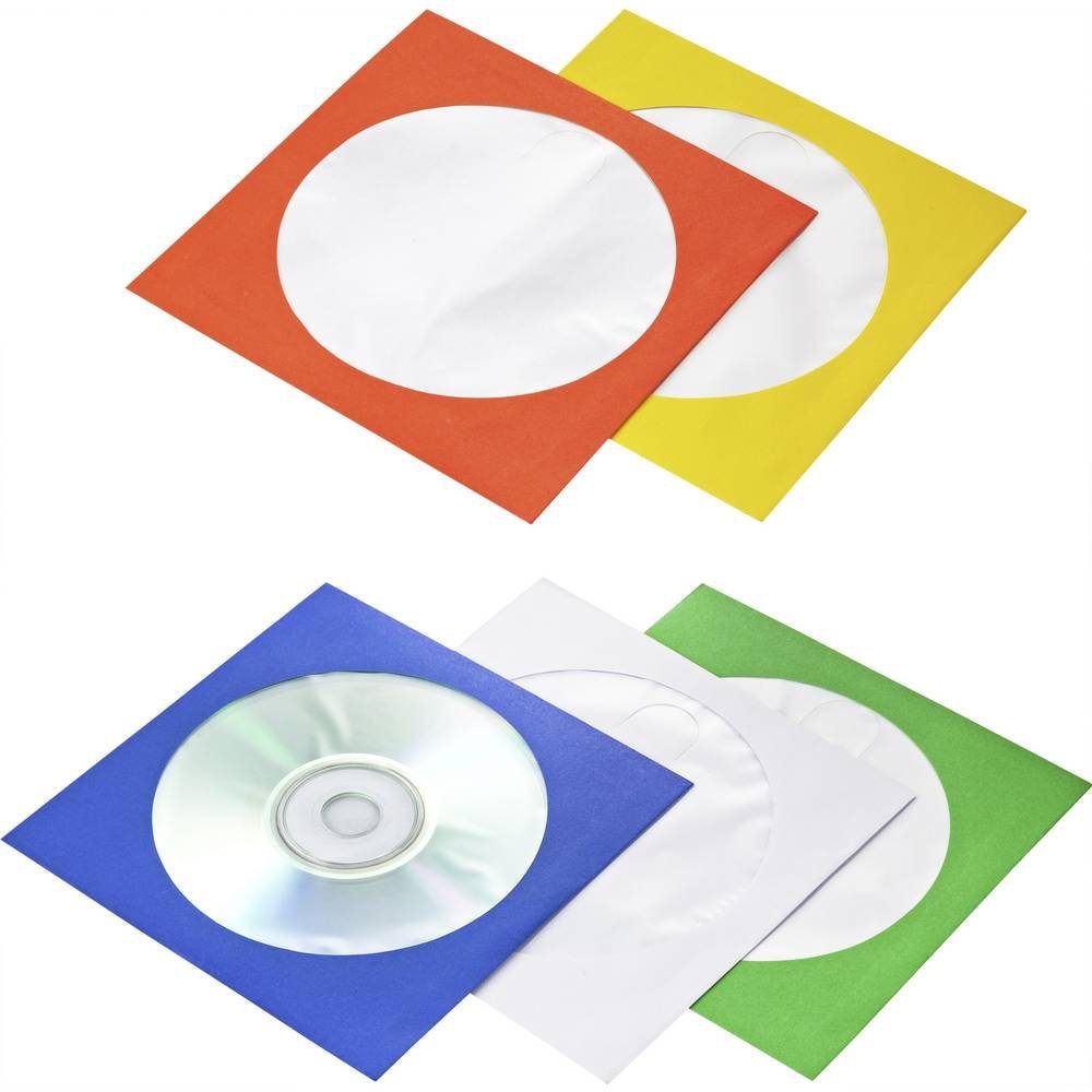 Basetech CD-Hülle Papierhüllen für CDs / DVDs / Blu-rays, Set mit