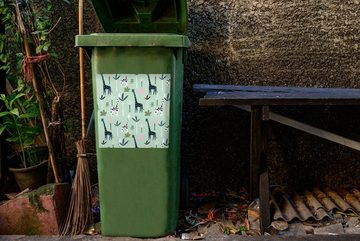 MuchoWow Wandsticker Dschungel - Giraffe - Palme (1 St), Mülleimer-aufkleber, Mülltonne, Sticker, Container, Abfalbehälter