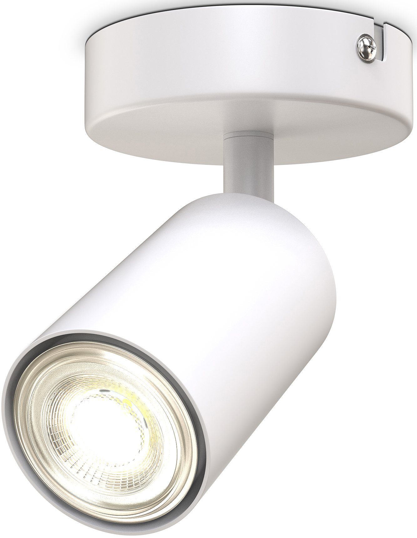 B.K.Licht GU10-Fassung, Deckenlampe Weiß, ohne BK_DS1454 1-Flammig, Drehbar, (max. ohne Deckenspots Spotlampe, Leuchtmittel, Leuchtmittel 5W), Schwenkbar,