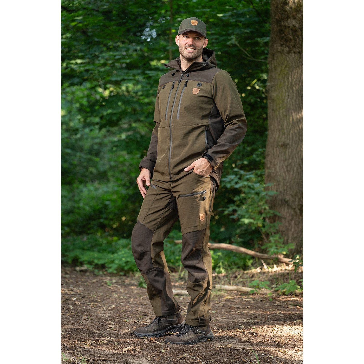 Rensing Outdoorjacke Ash oliv/braun Innenseite mit Waffel-Struktur