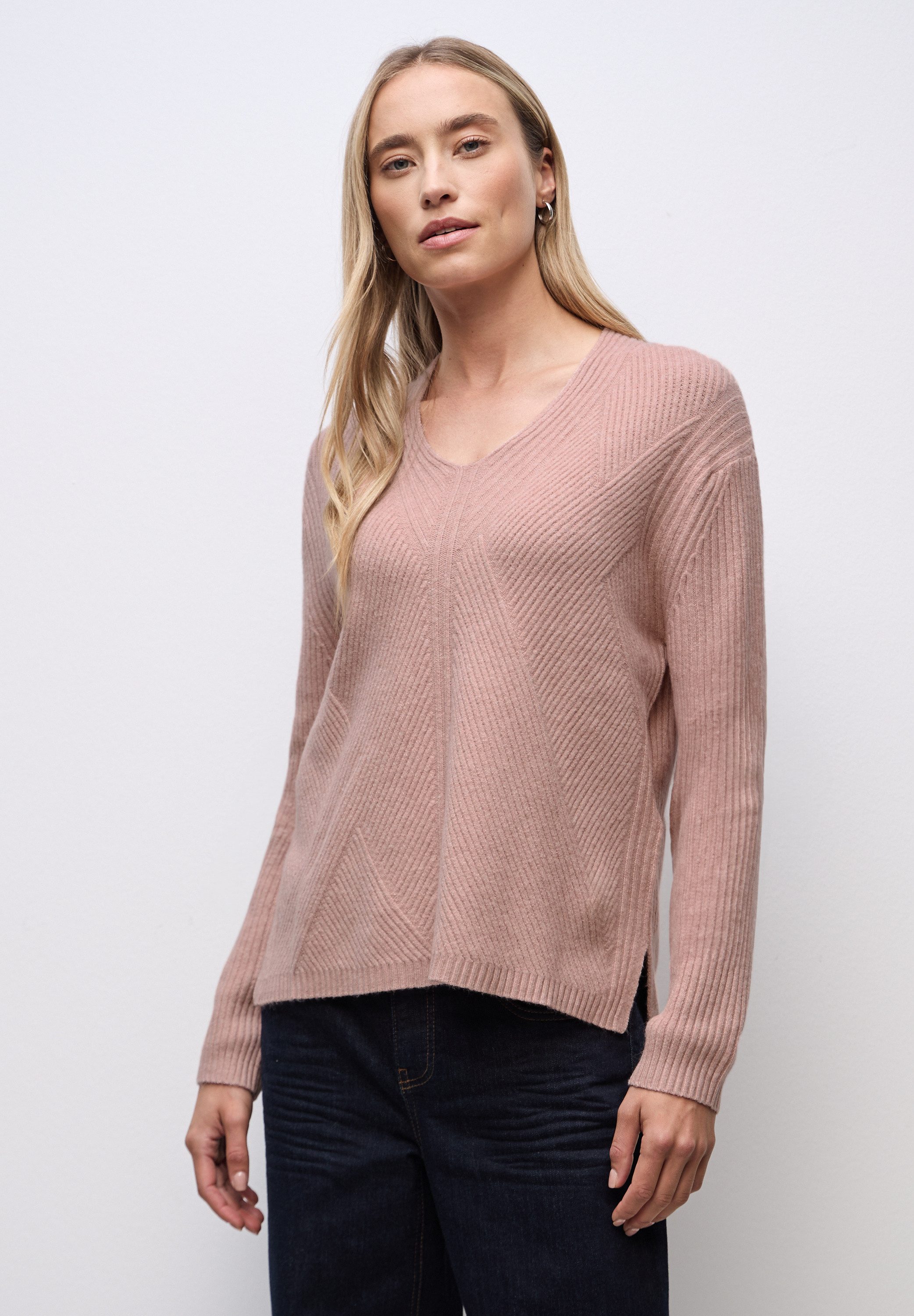 STREET ONE V-Ausschnitt-Pullover in Unifarbe günstig online kaufen