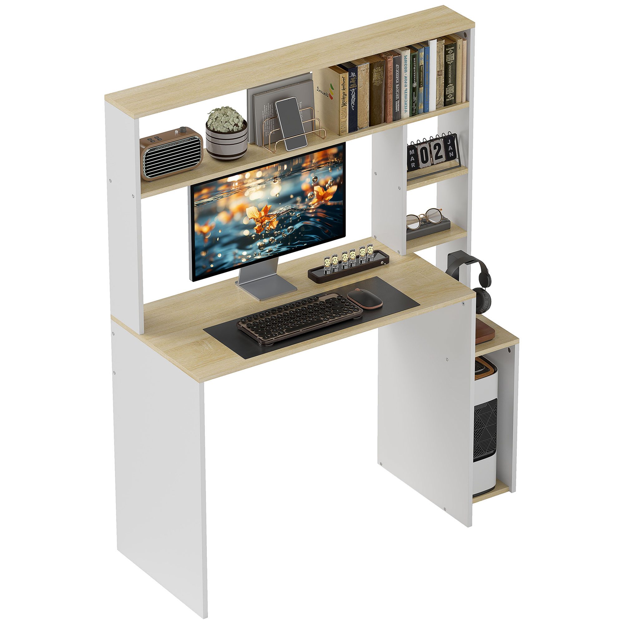 HOMCOM Computertisch mit offenen Regalen, CPU-Ständer, günstig online kaufen