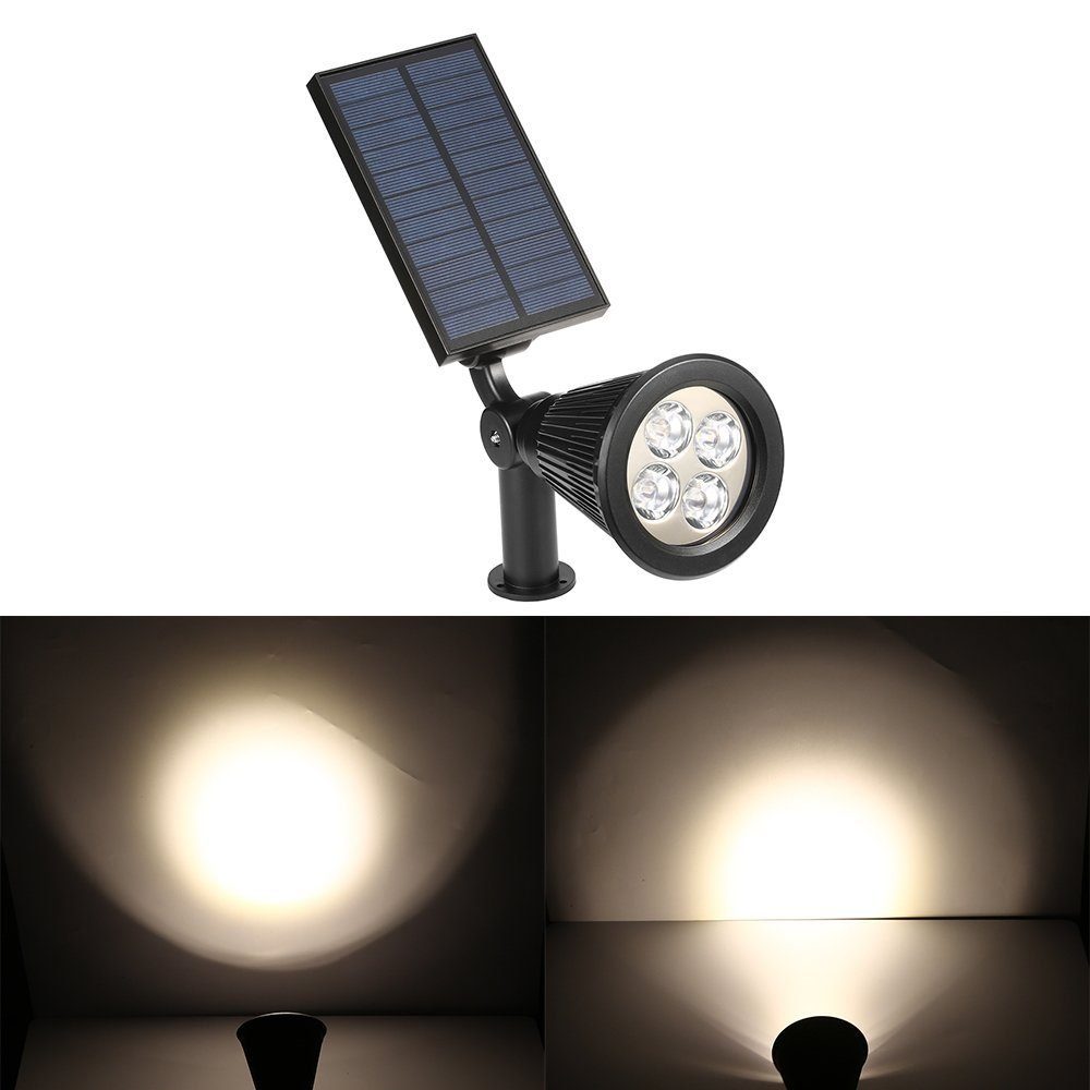 LETGOSPT LED Solarleuchte 2/4 Stücke LED Solarleuchte Gartenleuchte Ein/Aus, Hof, Wasserdicht, für integriert, Solarlampe fest Automatisch Solar Warmweiß 2 Stück 4LED Garage Außen, IP65 LED Solarstrahler