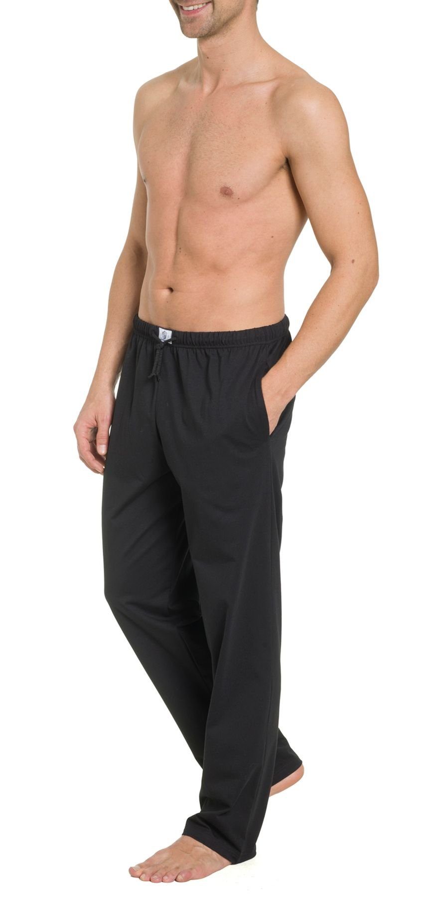 Bodywear 77111873-schwarz Optimale Jerseyhose Passform, Pyjamahose HAASIS pflegeleicht, 1919 formbeständig, strapazierfähig Herren (1-tlg)