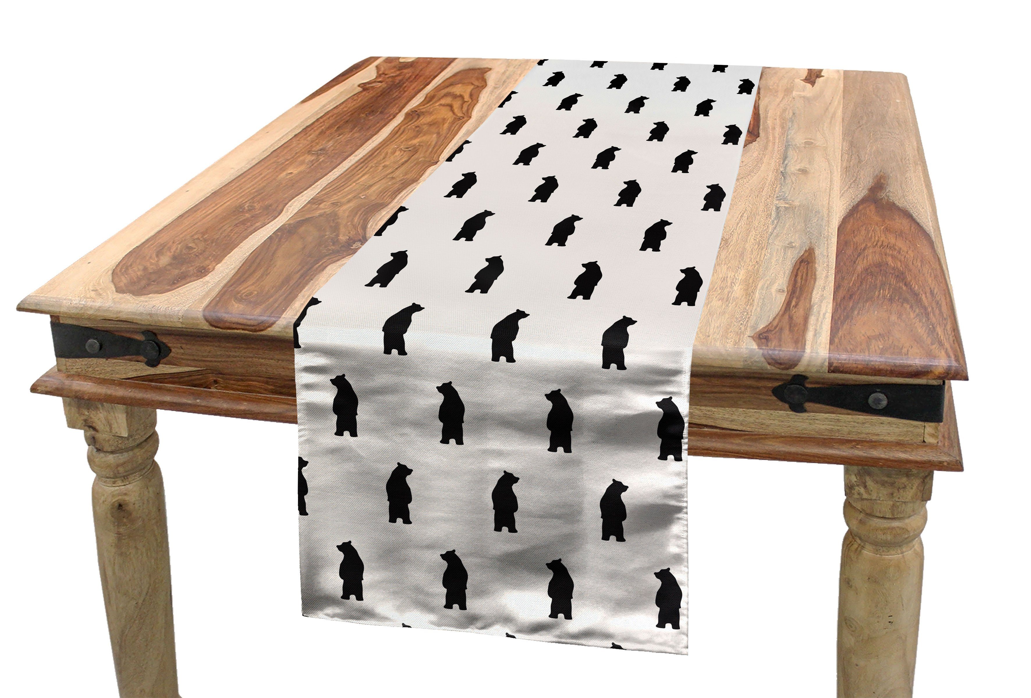 Abakuhaus Tischläufer Esszimmer Küche Rechteckiger Dekorativer Tischläufer, Tier Black Bear Silhouetten | Tischläufer