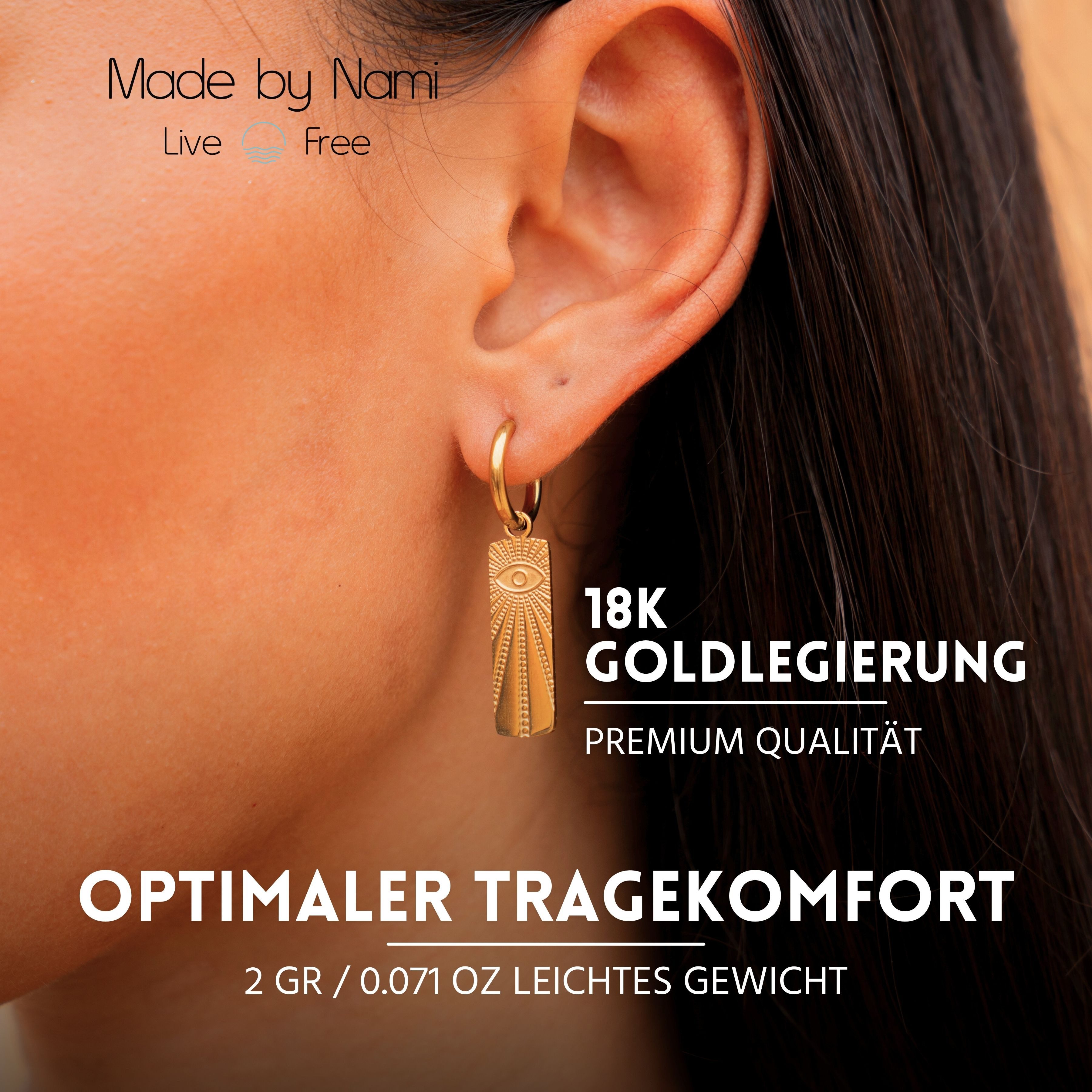 Made by Nami Ohrring-Set Damen Ohrringe Boho gold wasserfest Edelstahl hypoallergen, aus Edelstahl – wasserfest – hypoallergen – Boho-Stil – Bild 2 von 5