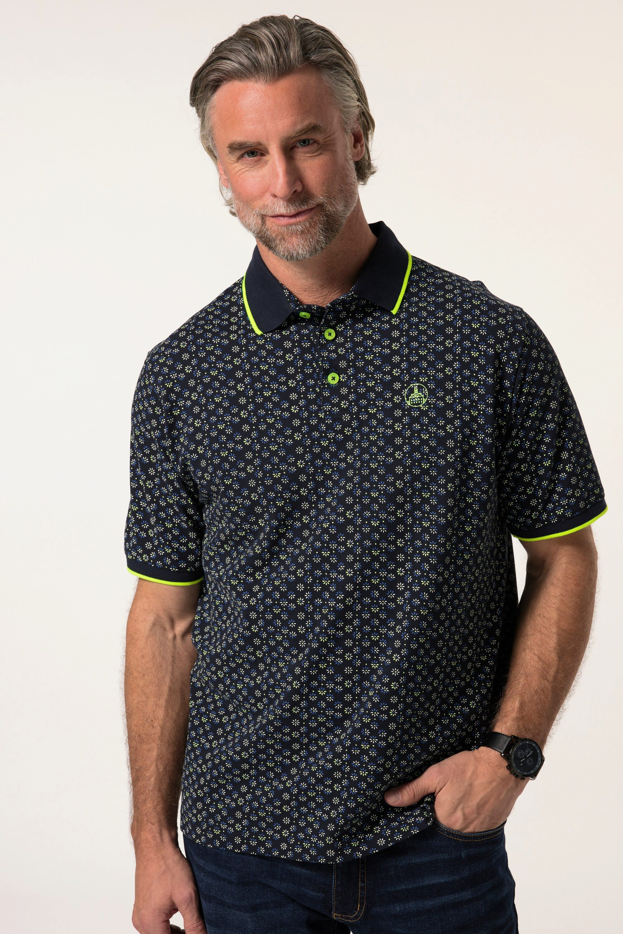 Boston Park Poloshirt Poloshirt Halbarm Alloverprint günstig online kaufen