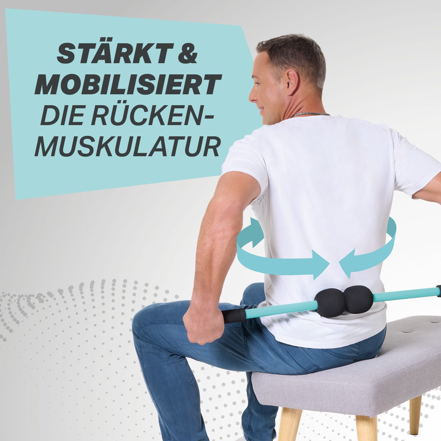 BackDani Rückentrainer Mobilisation & Rotation, Rückentraining für Beweglichkeit & Stabilität, (1-tlg), Training für Beweglichkeit & Stabilität, rutschfeste Griffe