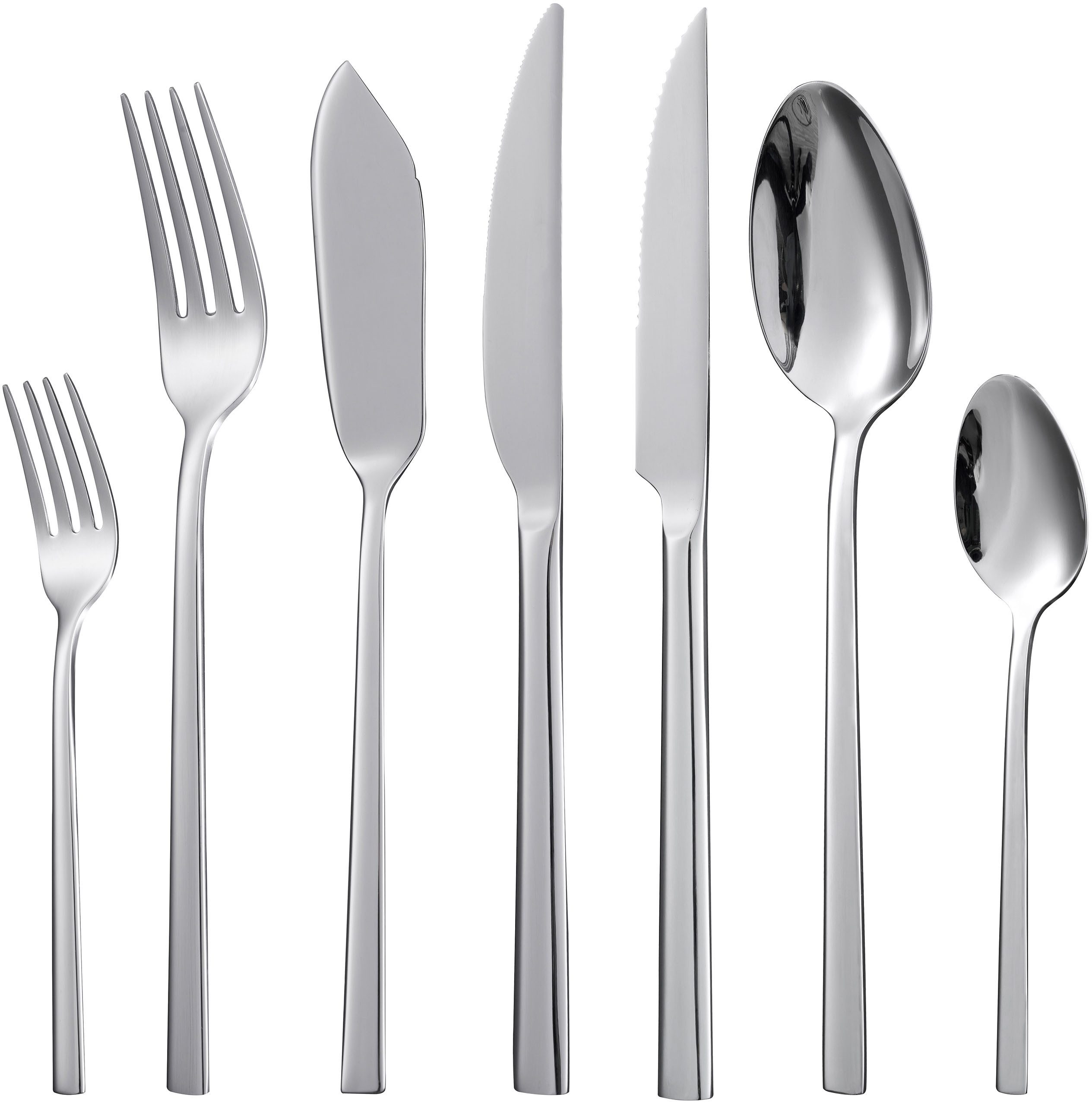 Hanseatic Besteck-Set SMART, wahlweise in glänzender oder matter Optik (42-tlg), 6 Personen, Edelstahl 18/10, leichtes und minimalistisches Design