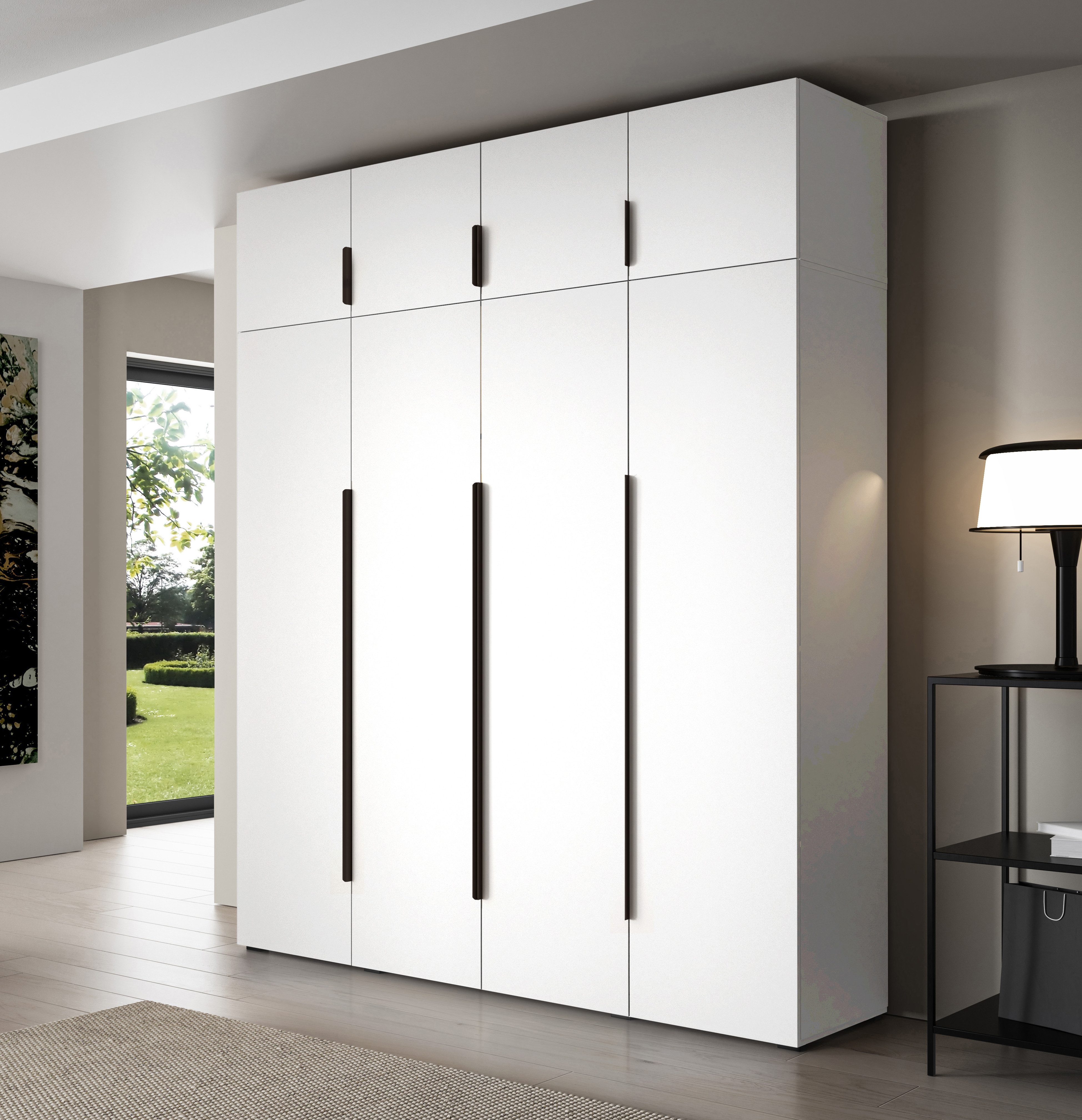 Compleo Drehtürenschrank STELLS mit vier Drehtüren, Kleiderstange, Metallgr günstig online kaufen