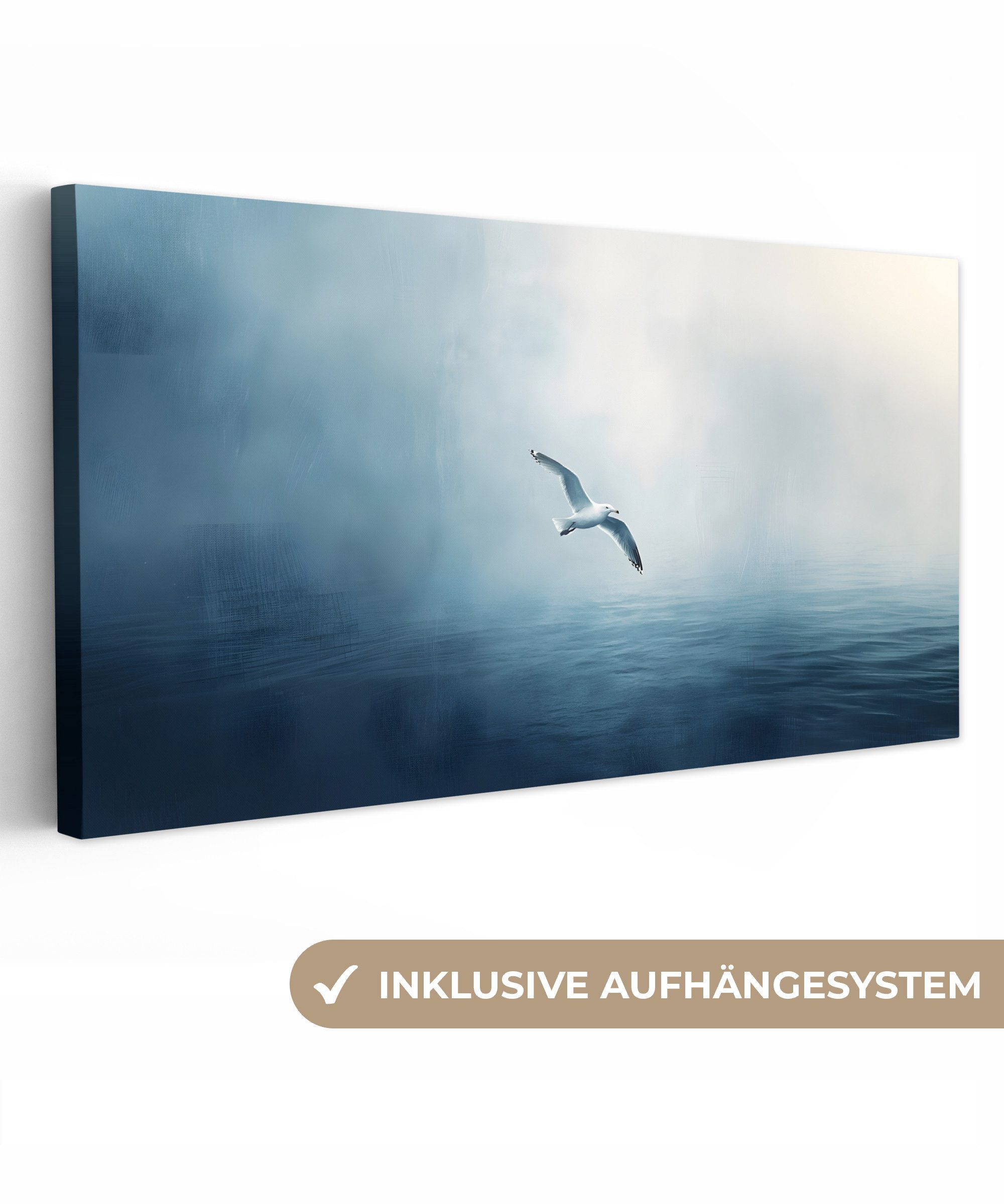 OneMillionCanvasses® Leinwandbild Panorama Möwe - Weiß günstig online kaufen