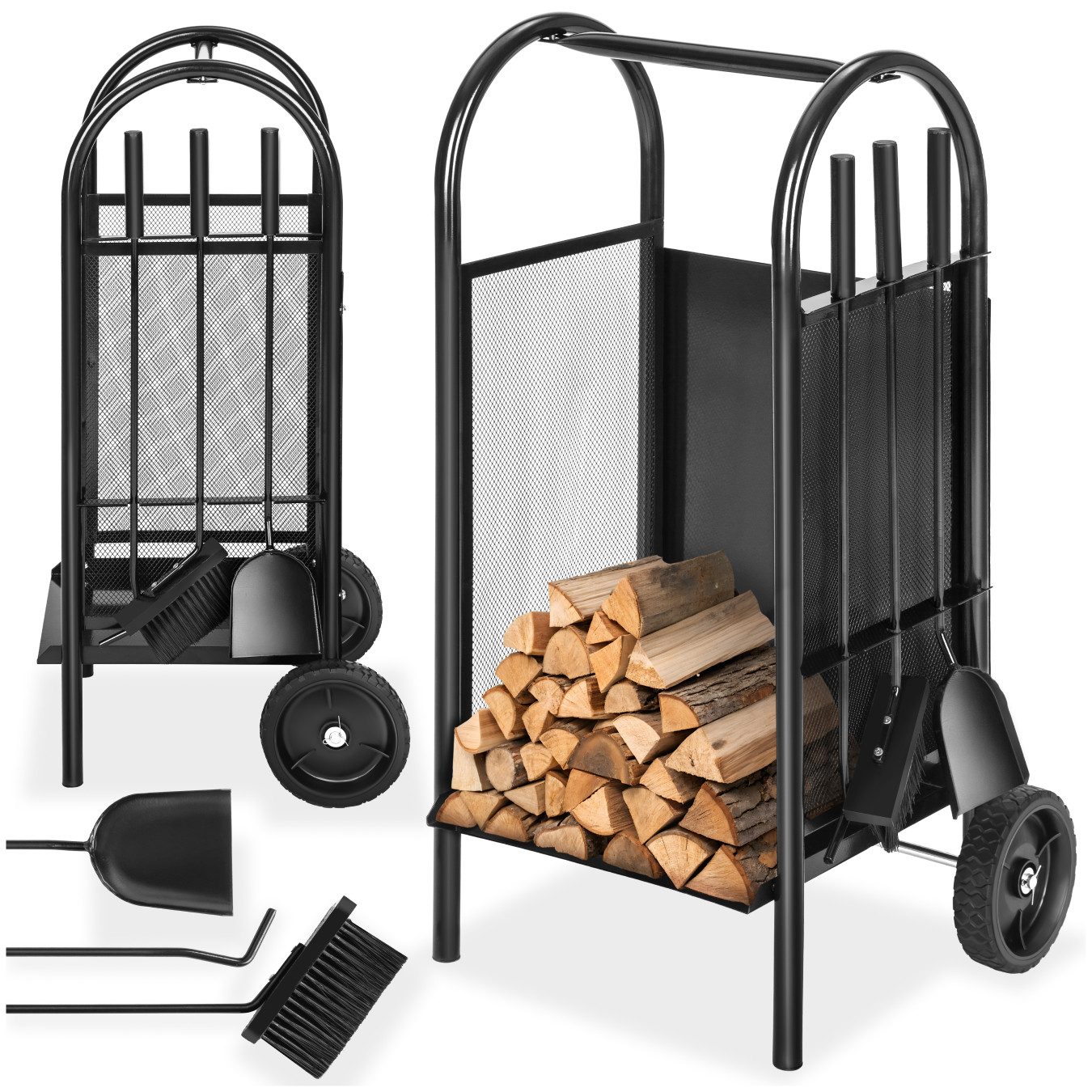 tectake Kaminholzregal Holzwagen, BxTxH:38,00x42,50x80,50 cm, aus günstig online kaufen
