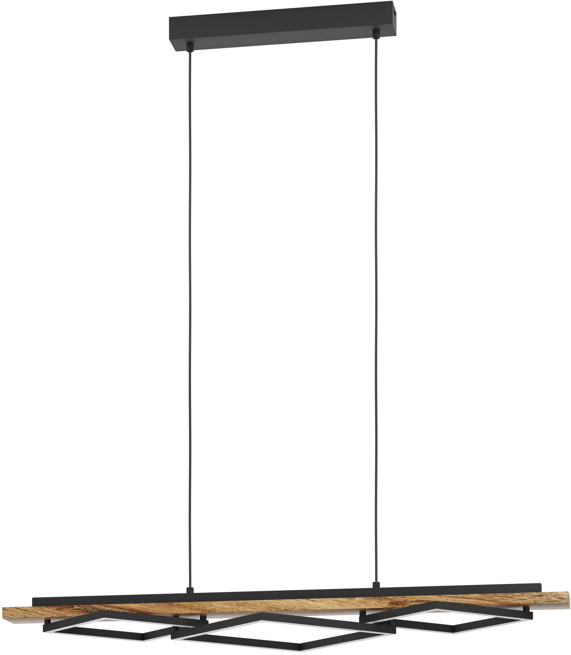 EGLO Hängeleuchte BOYAL Pendellampe - Stahl, Holz - LED;LED - 2X13W;1X16W - IP20, Dimmfunktion, mehrere Helligkeitsstufen, LED fest integriert, Warmweiß, Hängelampe, Deckenlampe, Wohnzimmer, Esszimmer, L101 x B40 x H110 cm