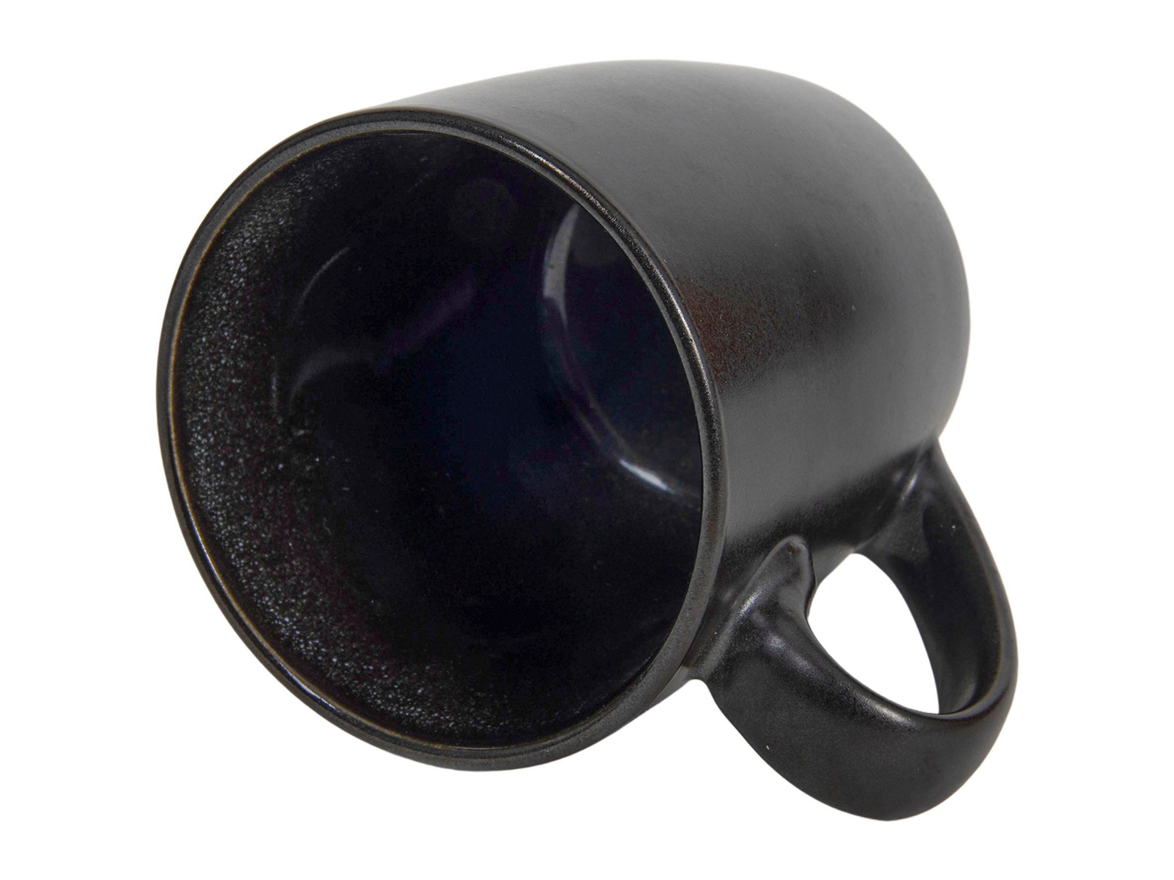 Spetebo Tasse Kaffeebecher schwarz Henkel 350 mit Kaffeetasse ml, spülmaschinenfest metallic Porzellan, Teetasse