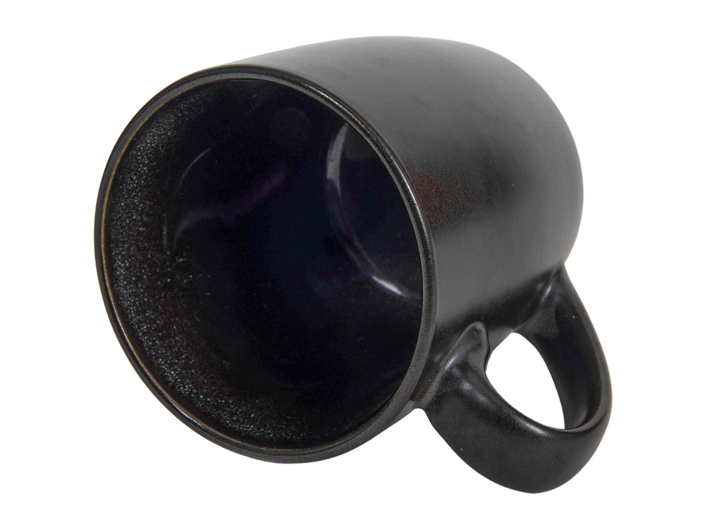 Spetebo Tasse Kaffeebecher schwarz metallic 350 ml, 6-tlg., Porzellan, Kaffeetasse Teetasse mit Henkel spülmaschinenfest