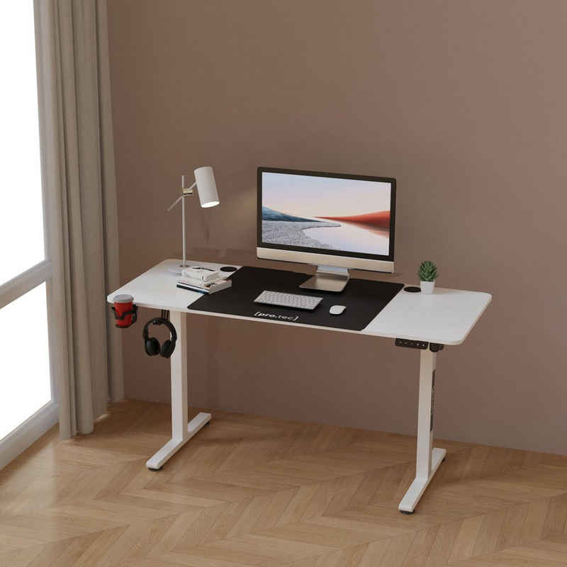 pro.tec Schreibtisch, »Stryn« Elektrisch verstellbarer Computertisch 120x60cm Weiß
