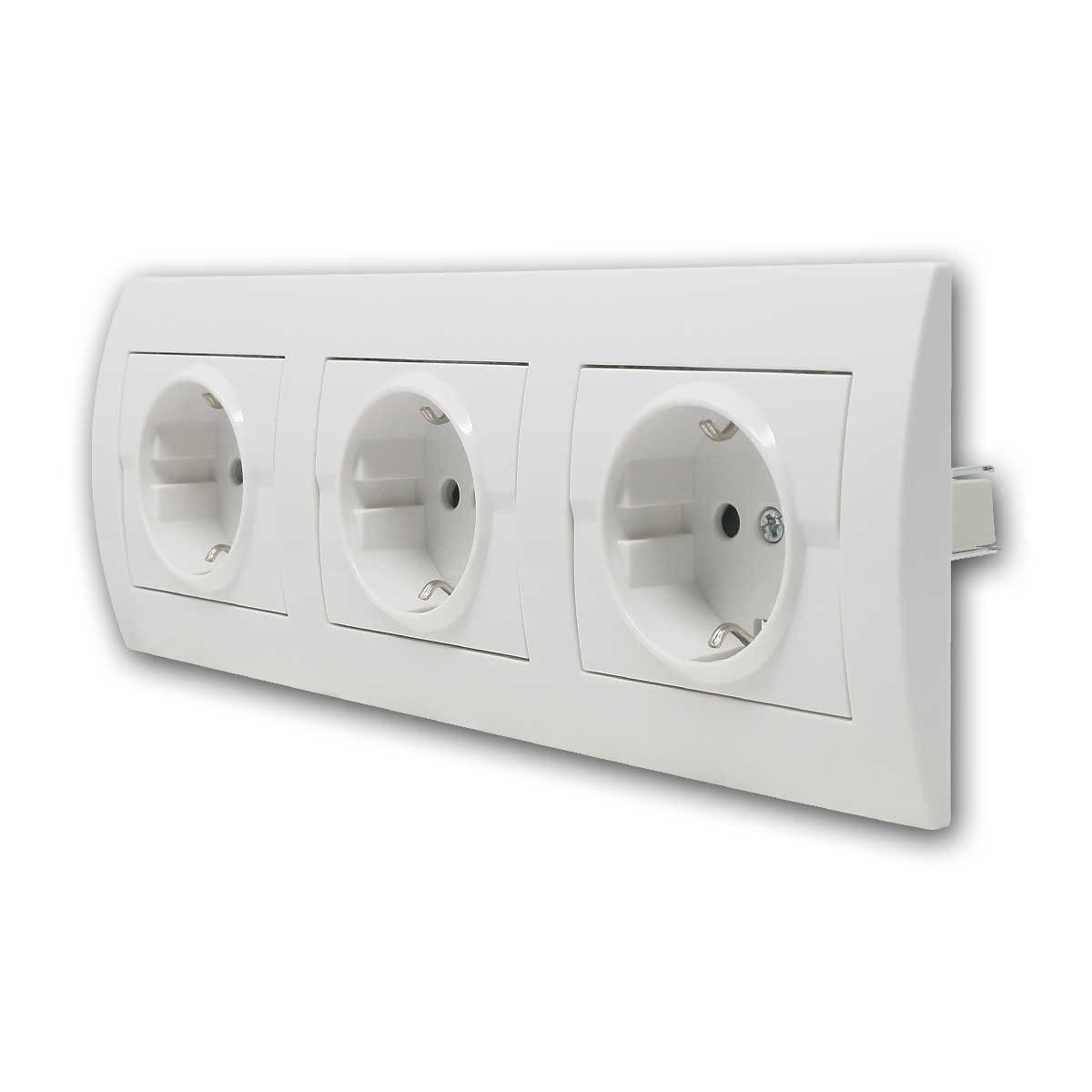 Kanlux Unterputz-Steckdose LOGI Dreifachsteckdose weiß, 250V~/16A, horizontal