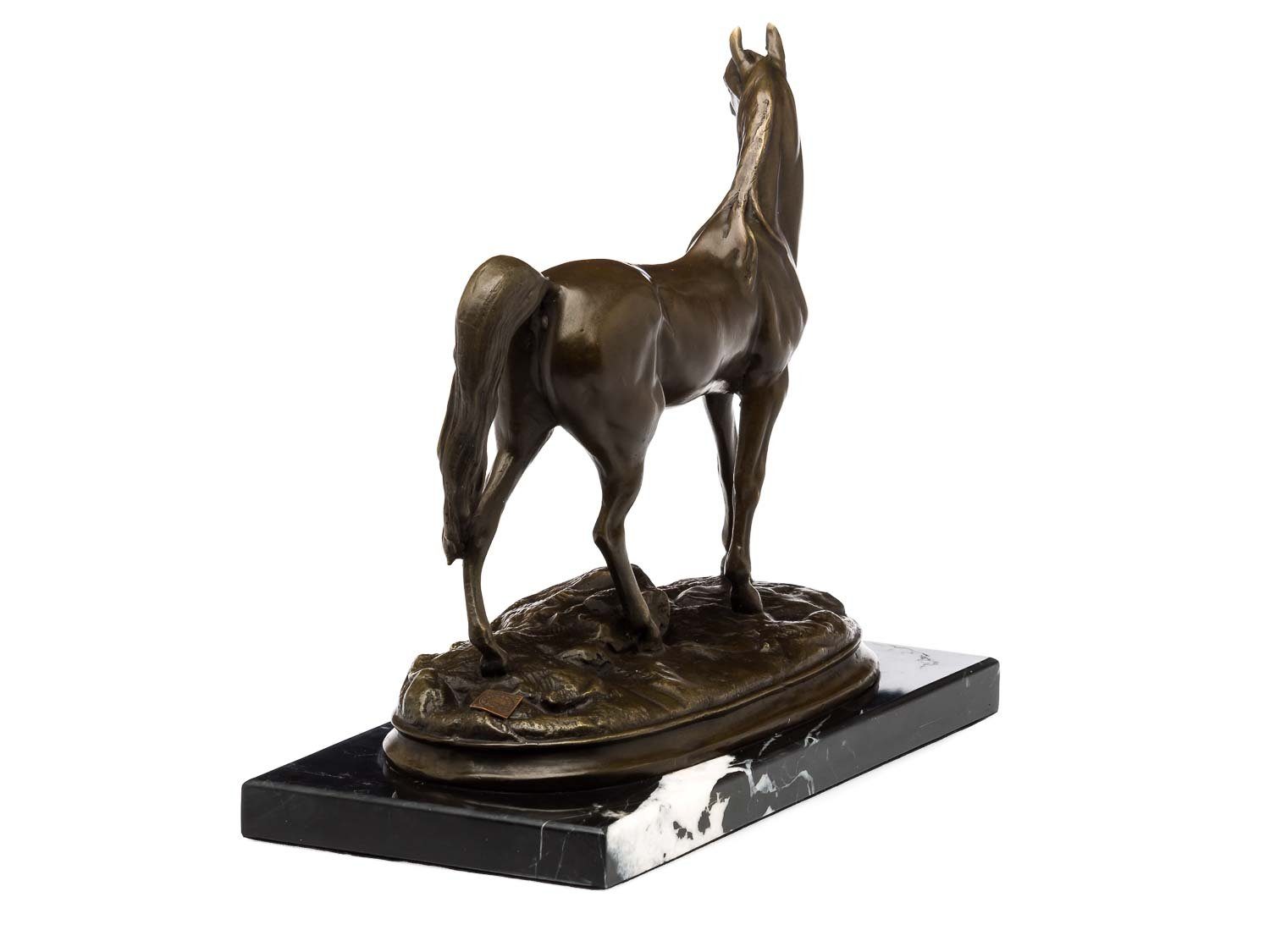 Bronze Steinplinthe Bronzeskulptur Pferd auf Antik-Stil - Bronzestatue Aubaho Skulptur