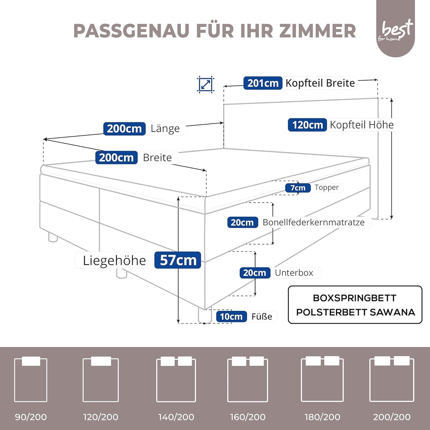 Best for Home Boxspringbett Best for Home Boxspringbett mit Bettkasten, Bon günstig online kaufen