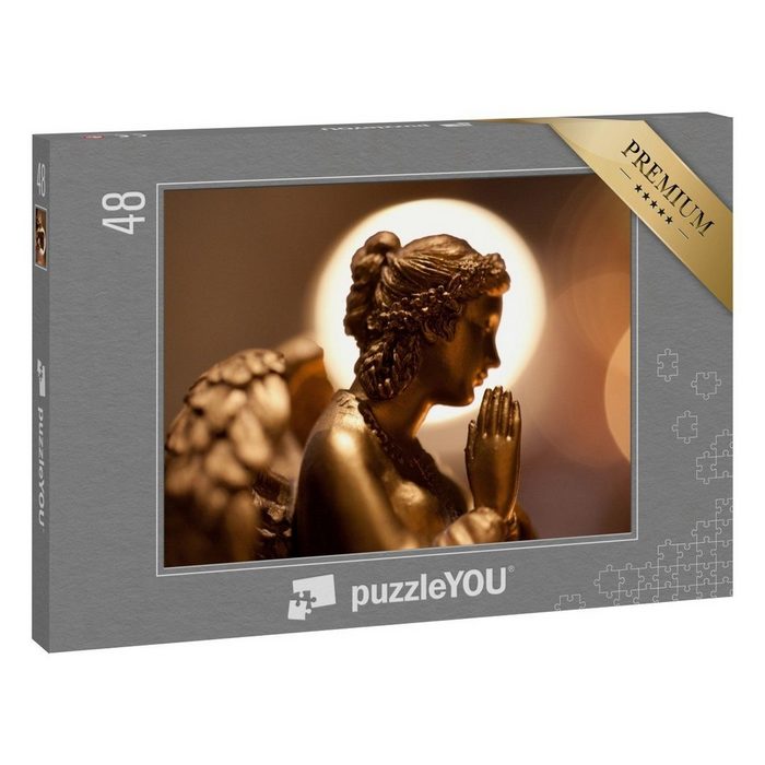 puzzleYOU Puzzle Goldene Engel-Statue 48 Puzzleteile puzzleYOU-Kollektionen Engel