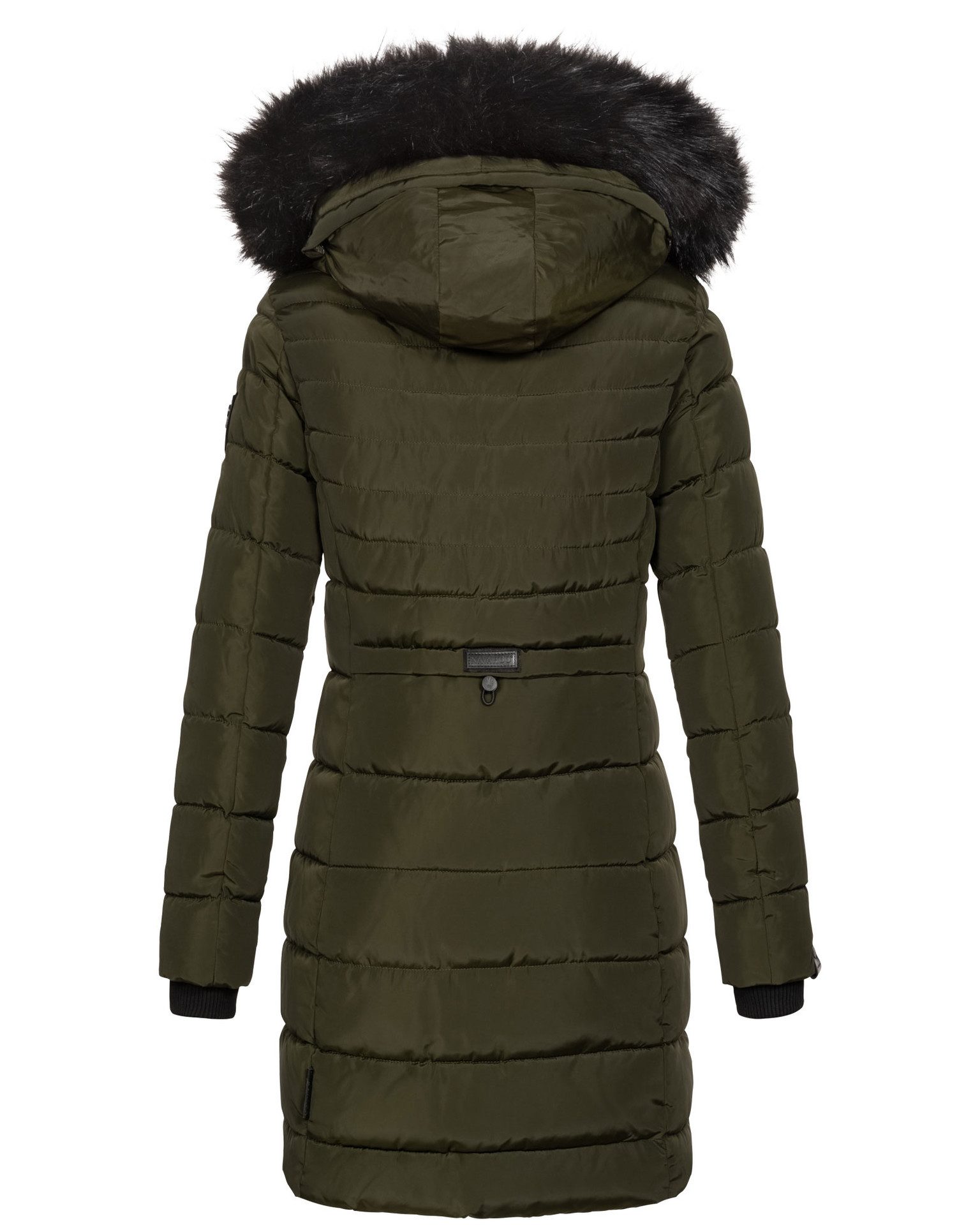 Navahoo Winterjacke Steppjacke lang mit Kapuze – Warm gefüttert Lange Winterjacke mit Teddyfutter und abnehmbarem Kunstfell
